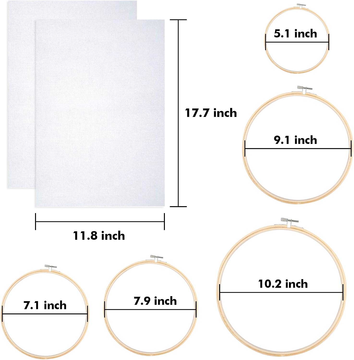 INSCRAFT 304 Pack Embroidery Kit, 200 Colors Threads, 5 Pcs Bamboo Embroidery Hoops, 2 Pcs Aida Cloth, Instructions, Bag and Cross Stitch Tools Set