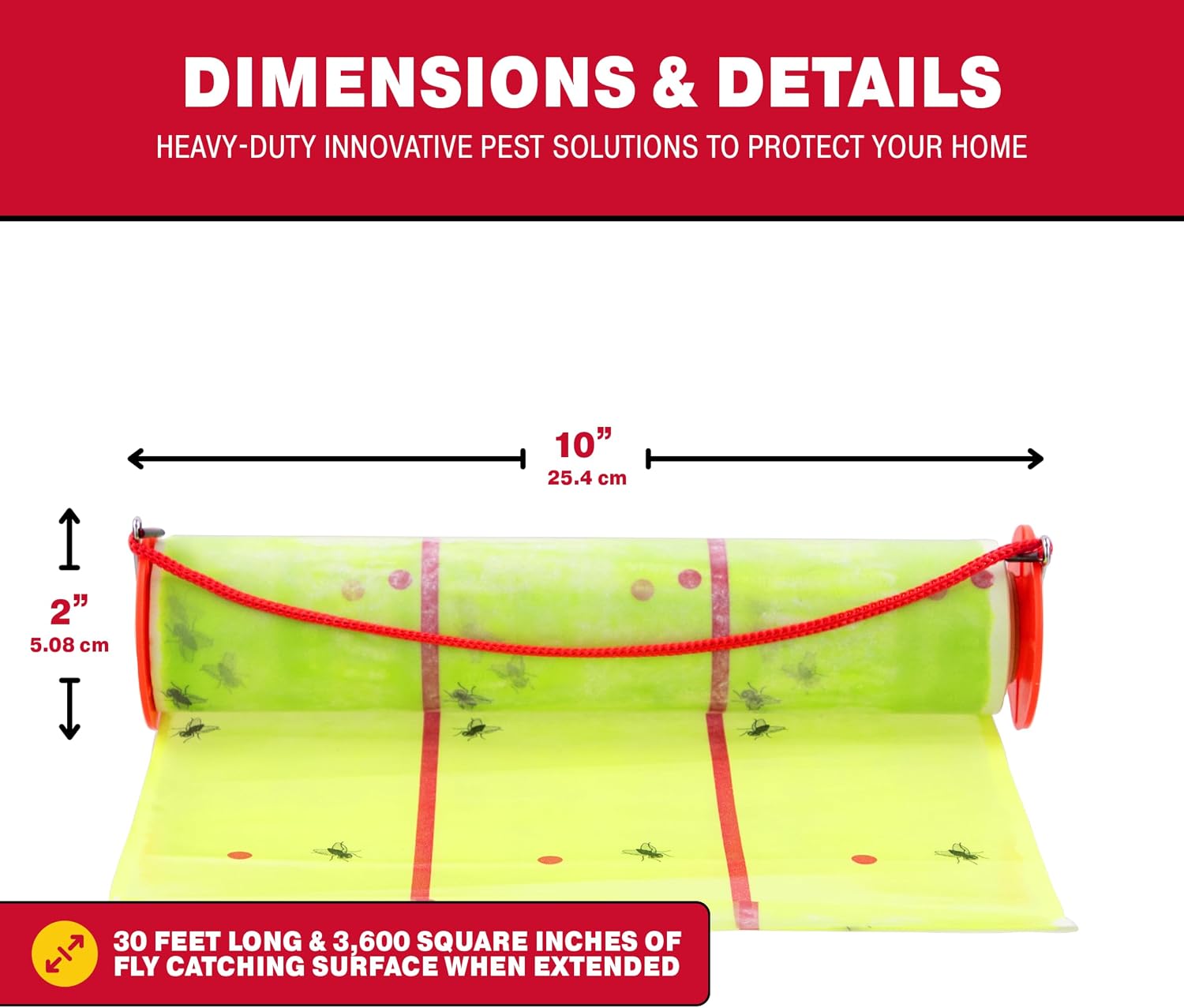 Catchmaster Giant Fly Glue Trap 3-Pack 30 Feet Each, Adhesive Fly Traps Outdoor, Sticky Bug Catcher, Bulk Flying Insect Paper Roll