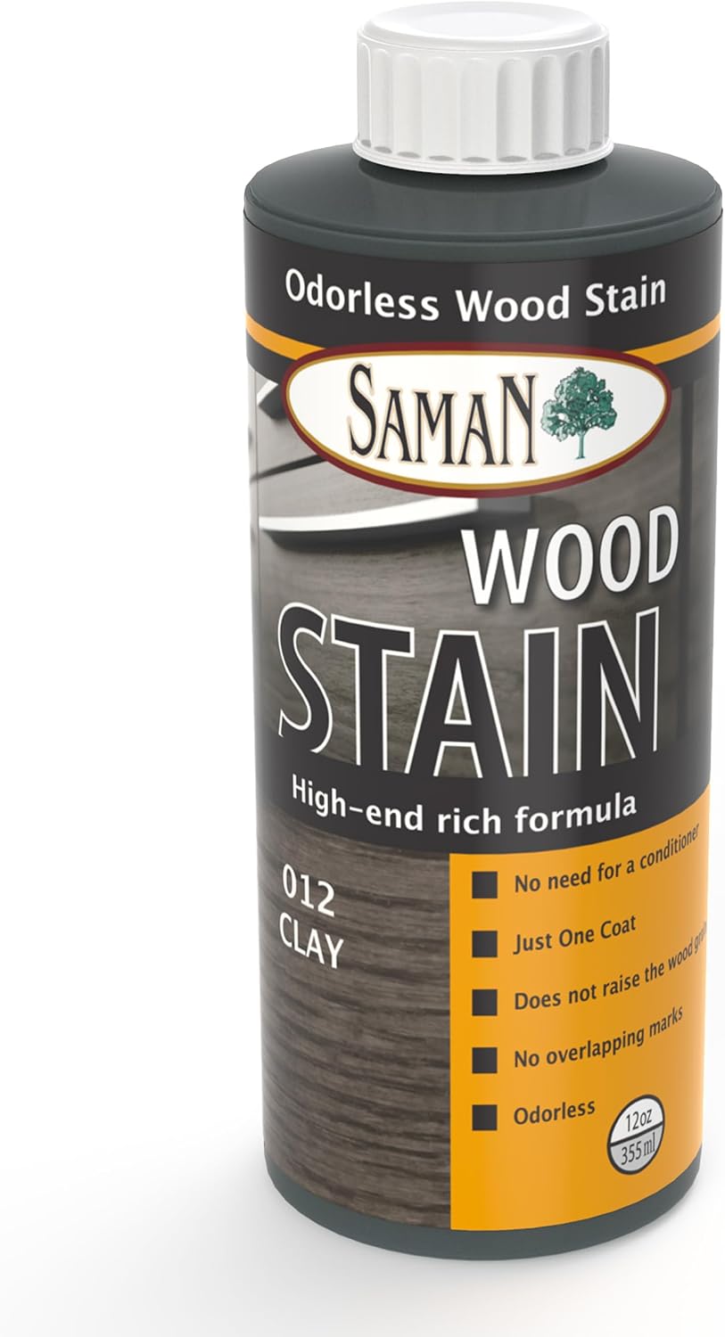 SamaN Interior Water Based Wood Stain - Natural Stain for Furniture, Moldings, Wood Paneling, Cabinets (Antique Walnut TEW-212-12, 12 oz)
