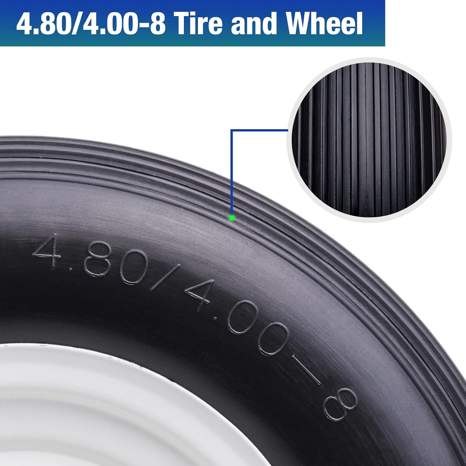 16" 4.80/4.00-8 Flat Free Solid Polyurethane Tire and Wheel with 2Pcs 3/4" Bearing, 1 Pack PU Airless Tires with 5/8" Ball Bearings 6" Iron Hub for Hand Truck/Tool Cart/Garden Carts, 1 Pc