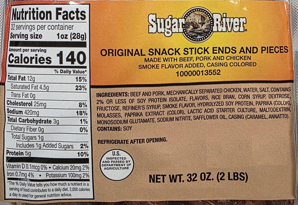 Sugar River Meat Snack Links Sticks Ends & Pieces, 2lbs (Original Snack Stick, NOT vacuum sealed)