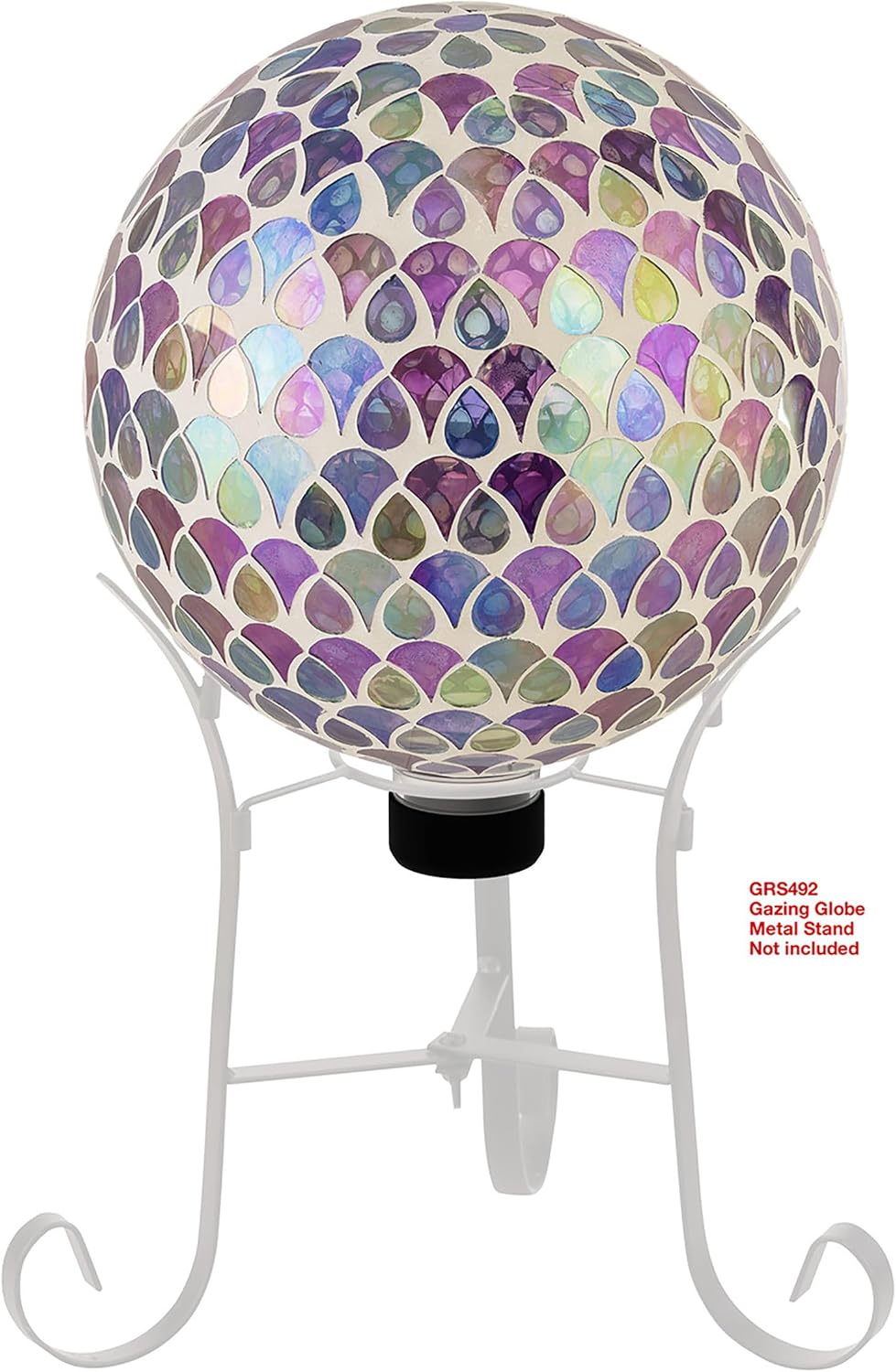 Alpine Corporation 10" Diameter Indoor/Outdoor Glass Mosaic Gazing Globe Yard Decoration, Purple Pearlized Petals Design