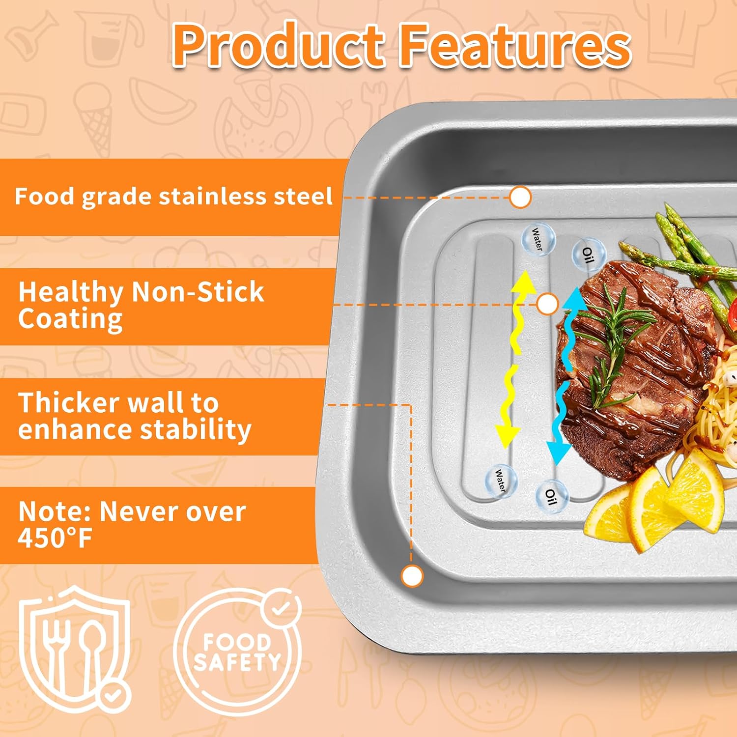 GCQ Air Fryer Tray for Emeril Lagasse Everyday 360 Air Fryer, 12''×10'' Stainless Steel Air Fryer Accessories Tray Bake Pan Replacement Parts, Not fit for Emeril Lagasse 26 QT 25 QT French Door