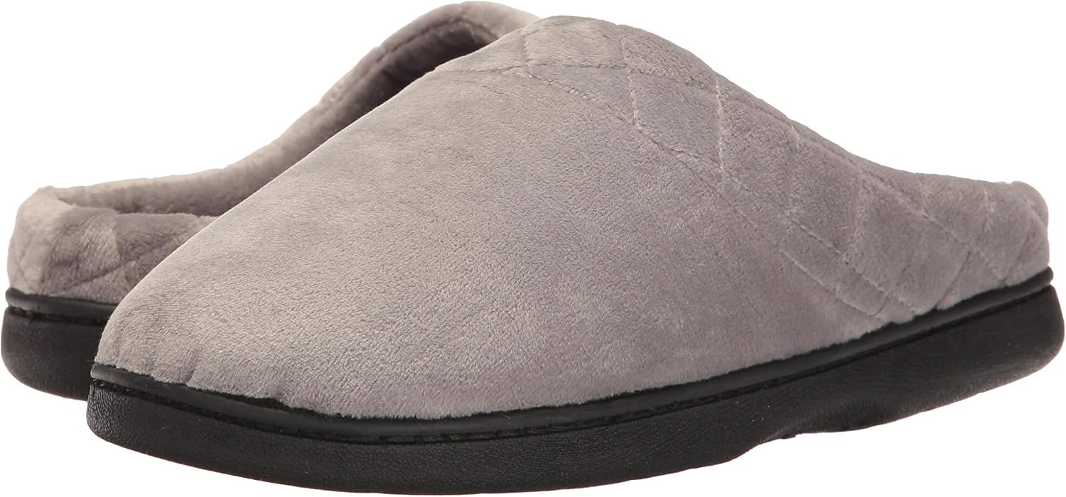 Dearfoams Women's Lightweight Memory Foam Indoor House Slipper Darcy Velour Clog with Wide Widths