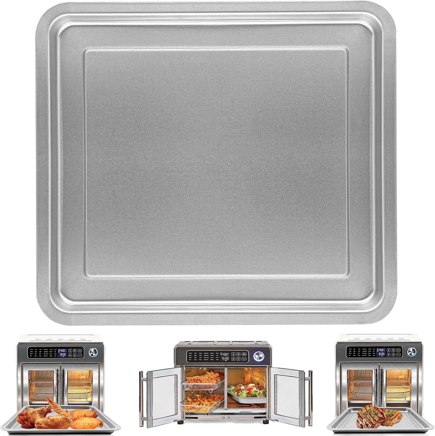 Air Fryer Grill Pan for Emeril Lagasse Everyday 360 Air Fryer, 12''×10'' Stainless Steel Air Fryer Accessories Replacement Crisper Tray Bake Pan, Not fit for Emeril Lagasse 26 QT 25 QT French Door