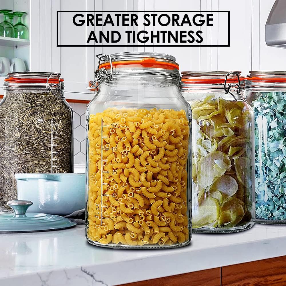 1 Gallon Glass Jars with Lids, 2 Pack Wide Mouth Mason Jars, 138 oz
