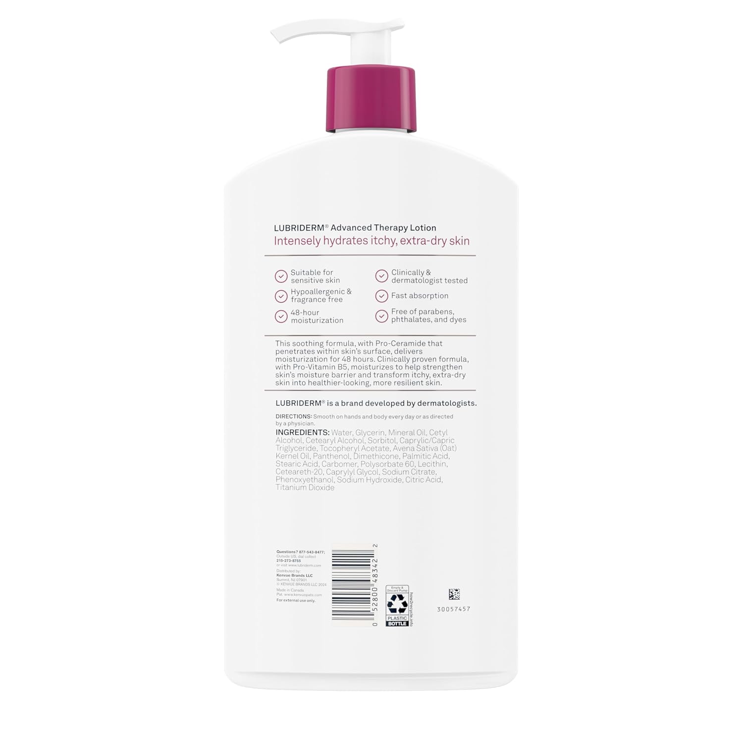 Lubriderm Advanced Therapy Hand & Body Lotion, Fragrance Free, 32 fl. oz