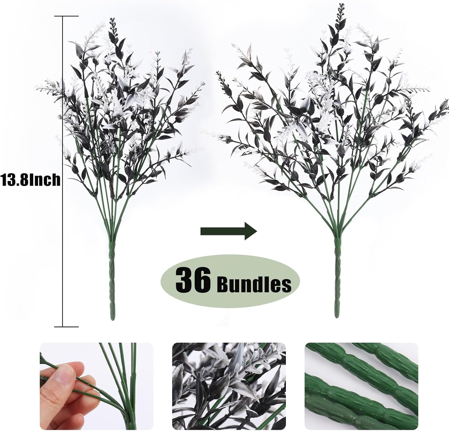 RECUTMS Artificial Greenery Lavender Fake Shrubs Flowers 8 Pcs UV Resistant