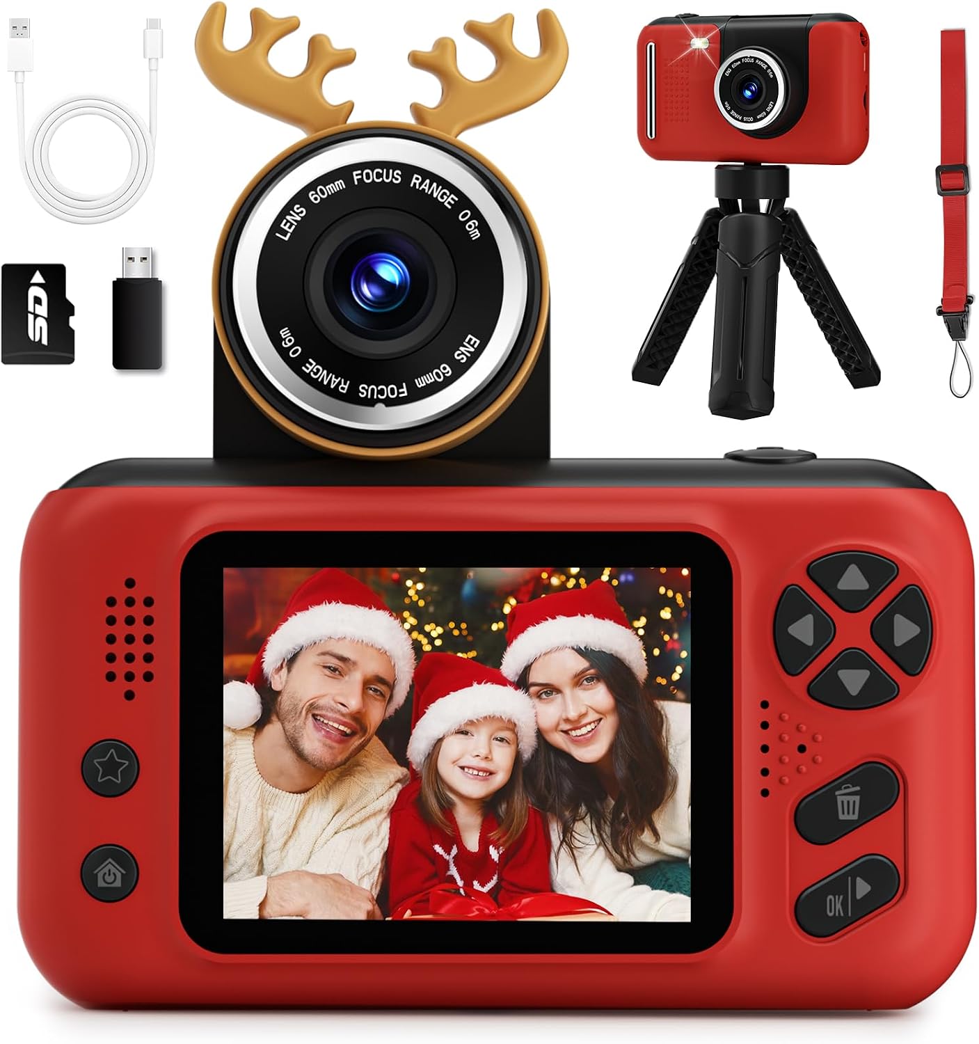 Makolle Camera for Kids, Portable Travel Camera for Childrens Age 3-8, Blue | Flip Up Lens, Drop Proof, With Tripod, Long Battery Life, SD Card Included, Birthday Gifts for Boys and Girls Age 3-12