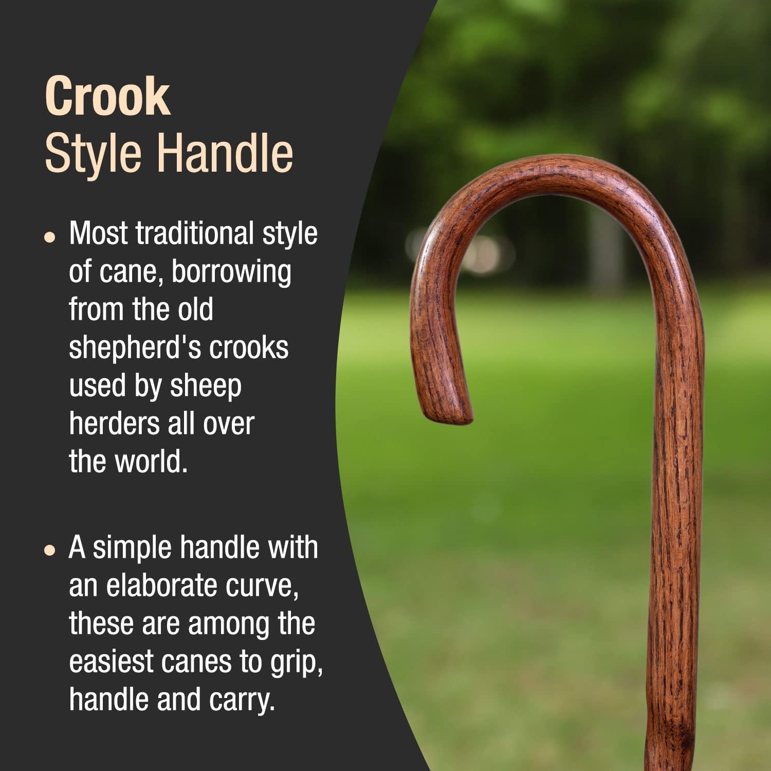 Brazos Handcrafted Wood Walking Cane, Twisted Oak, Crook Style Handle, for Men & Women, Made in The USA, 37"