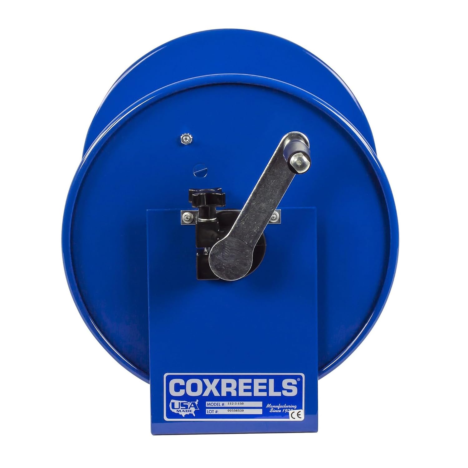 Coxreels 112-3-100 Hand Crank Hose Reel - Heavy-Duty Steel Frame for Stability - Adjustable Tension Brake for Controlled Operation- Fits 3/8 x 100 ft Hose - 12 x 18.25 x 13 inches