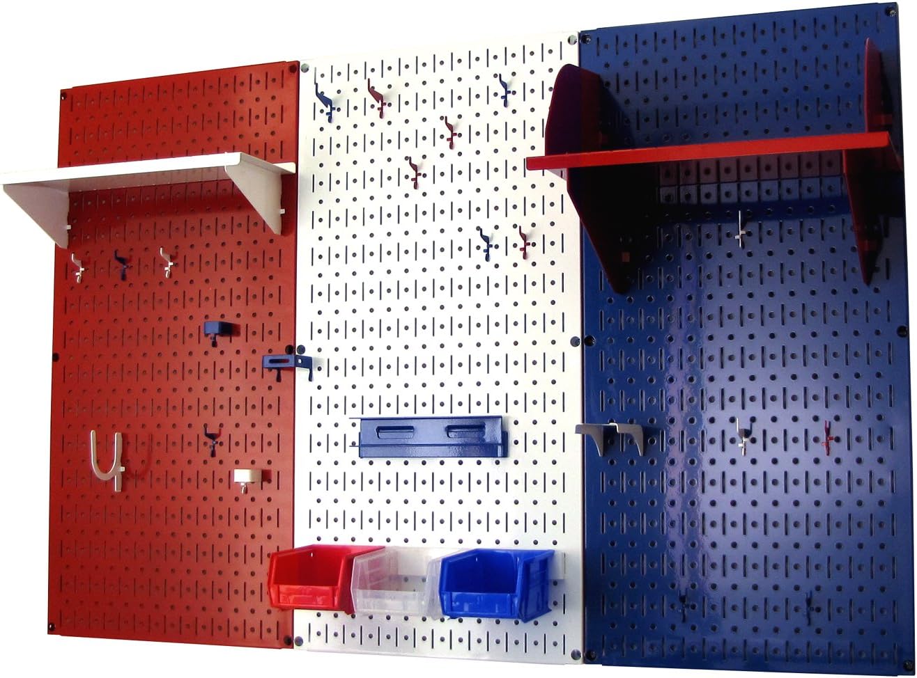Wall Control Patriot Pegboard Organizer American Made 4ft Metal Pegboard Tool Storage Kit Made in The USA
