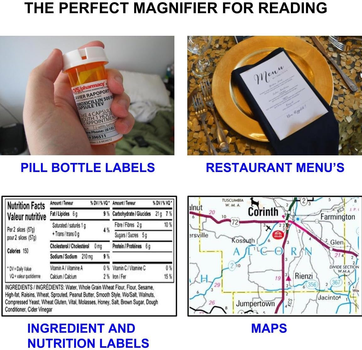 Best Pocket Magnifying Glass by iLumen8-3X Small Magnifier with Lights. Great for Seniors, Kids, Travel. Fits into Purse or Pocket Read Maps, Menu