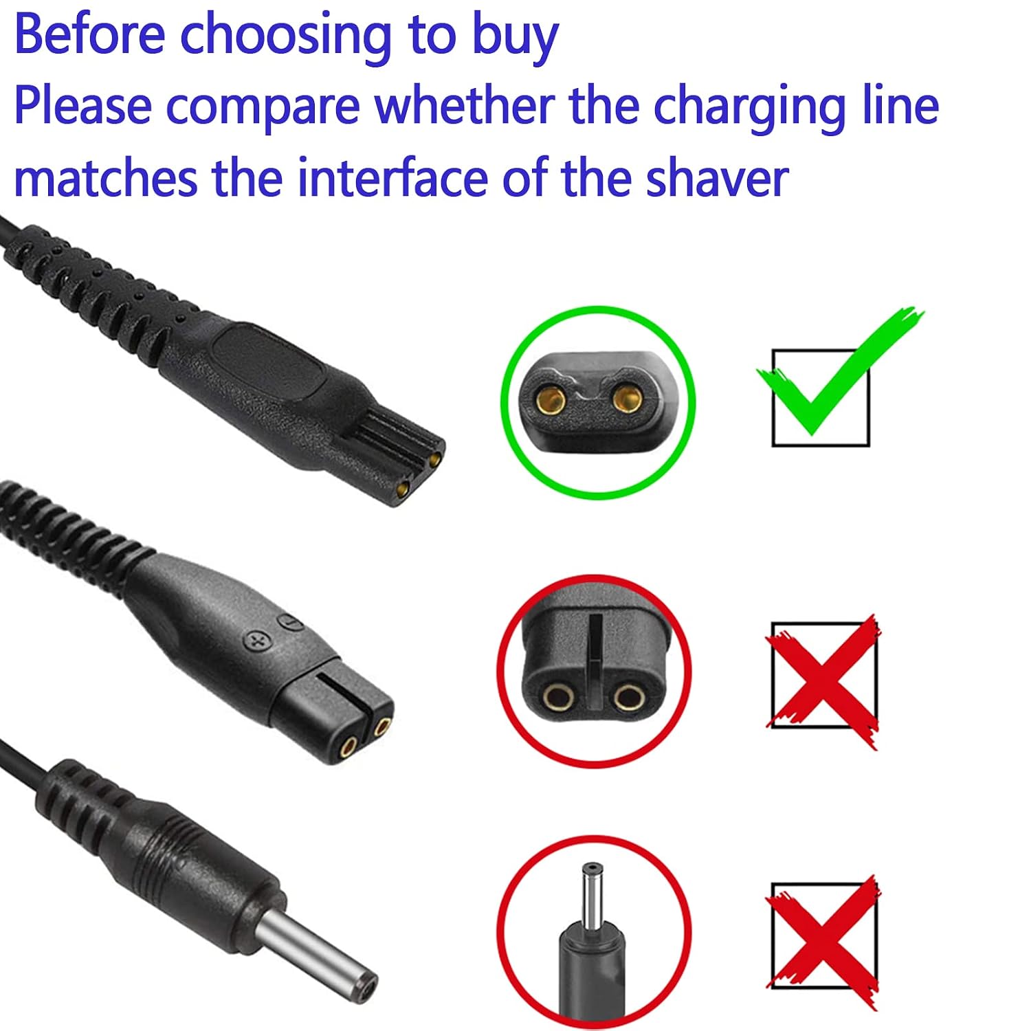 Shaver Power Cord for Philips-Norelco HQ8505 Norelco 7000 5000 3000 Series Shaver USB Charger Line 5V Replacement Charger Cord