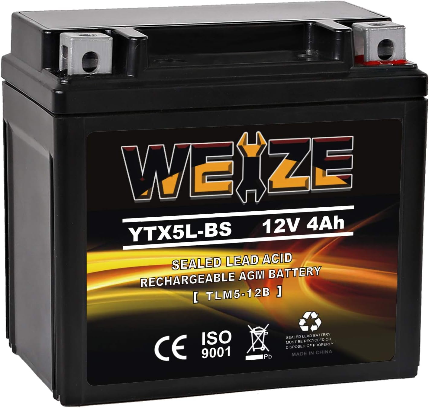 Weize YTX14 BS ATV Battery High Performance - Maintenance Free - Sealed AGM YTX14-BS Motorcycle Battery compatible with Honda Suzuki Kawasaki Yamaha scooter snowmobile