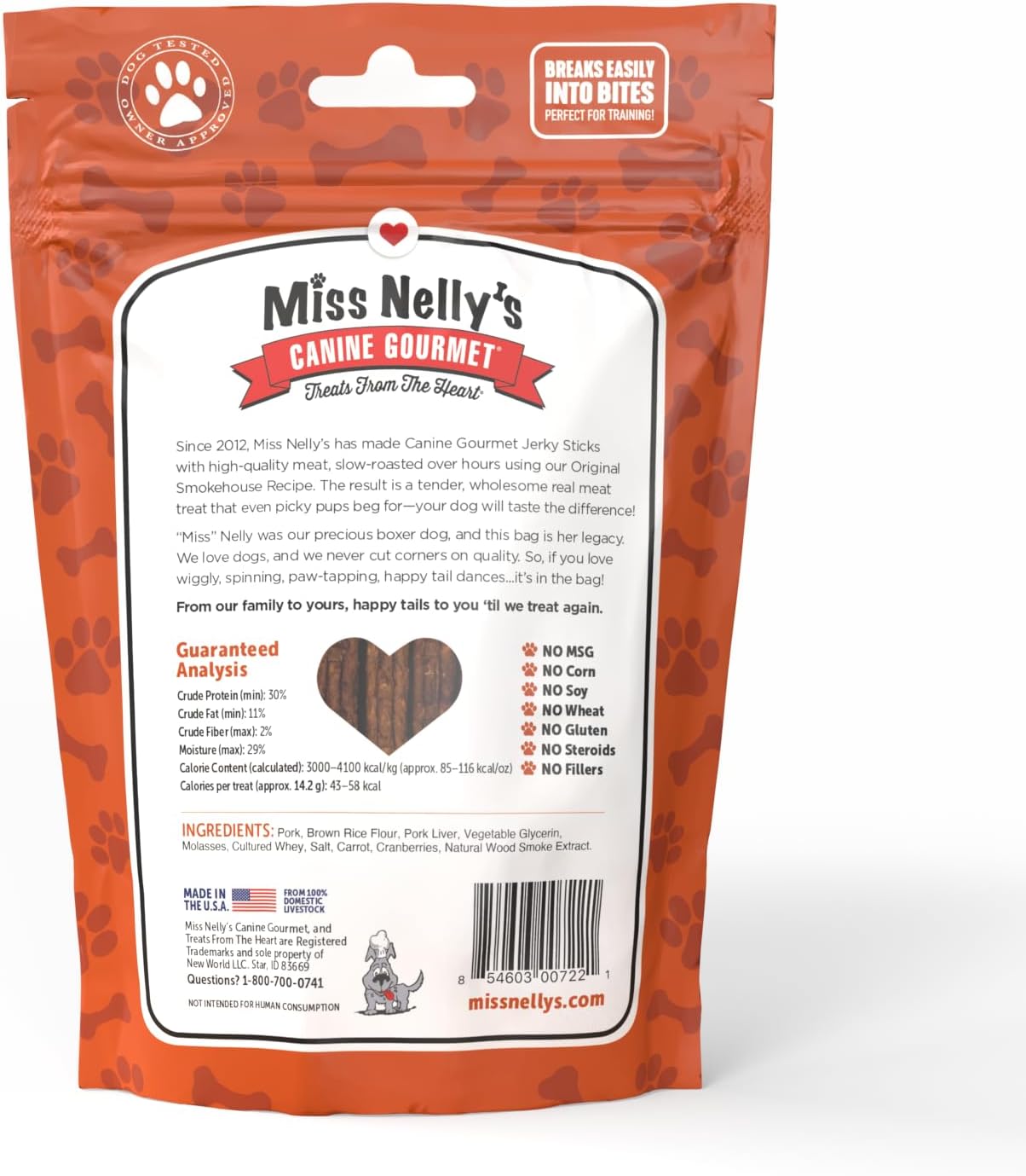 Miss Nelly's- All Natural Beef Jerky Dog Treats Made in USA Only, 16 oz Bag