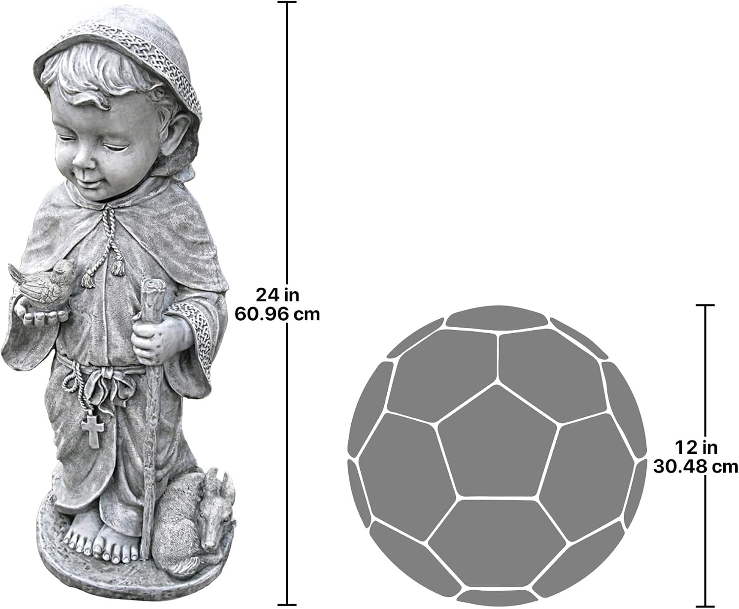 Design Toscano Francis of Assisi Blessing Religious Garden Decor Statue with Bird Bath Feeder, 19 inches Tall, Cast Stone Resin, Gray Stone Finish