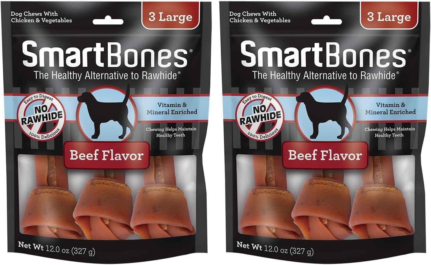 SmartBones Large Chews, Treat Your Dog to a Rawhide-Free Chew Made with Real Meat and Vegetables | With With Real Chicken, Easy To Digest Chew, Vitamin & Mineral Enriched, Helps Maintain Healthy Teeth, For Large Dogs