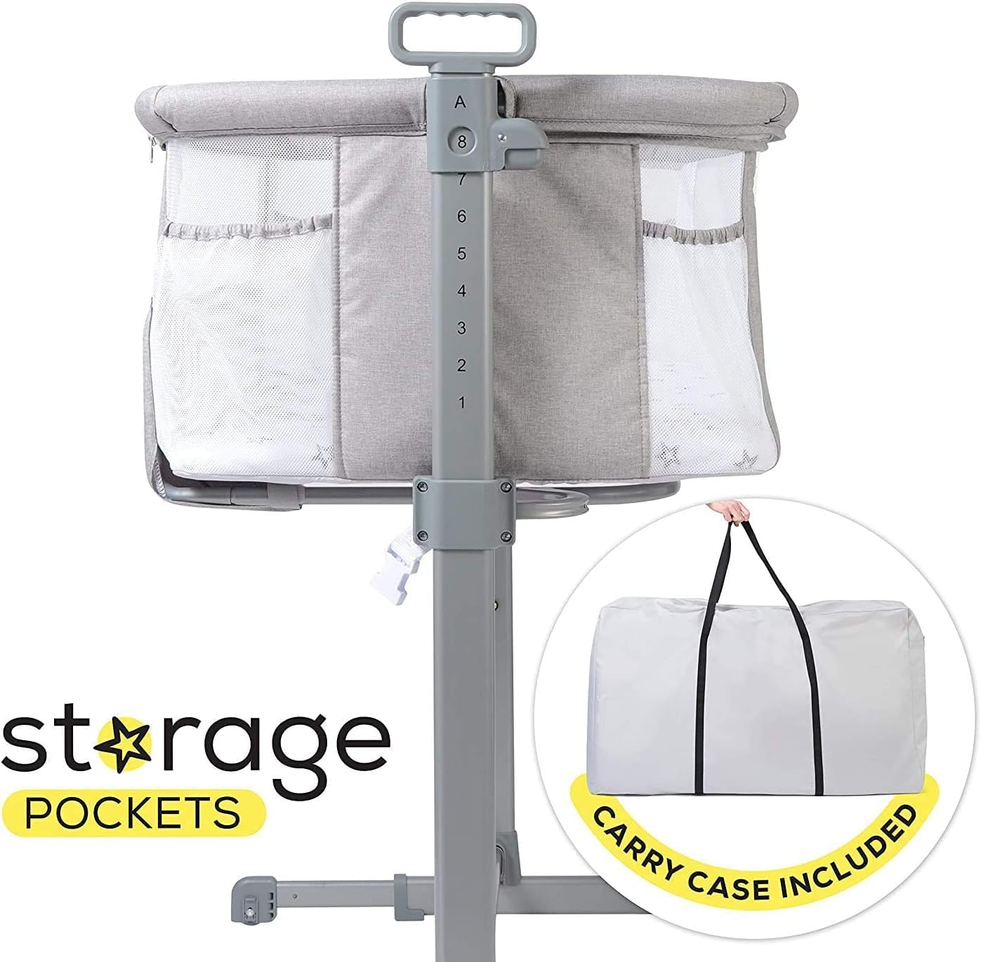 Milliard Baby Bedside Bassinet Sleeper, Bassinet for Newborn with Plush Mattress, Mesh Breathable, Adjustable Side Sleeper Portable Crib for Infant
