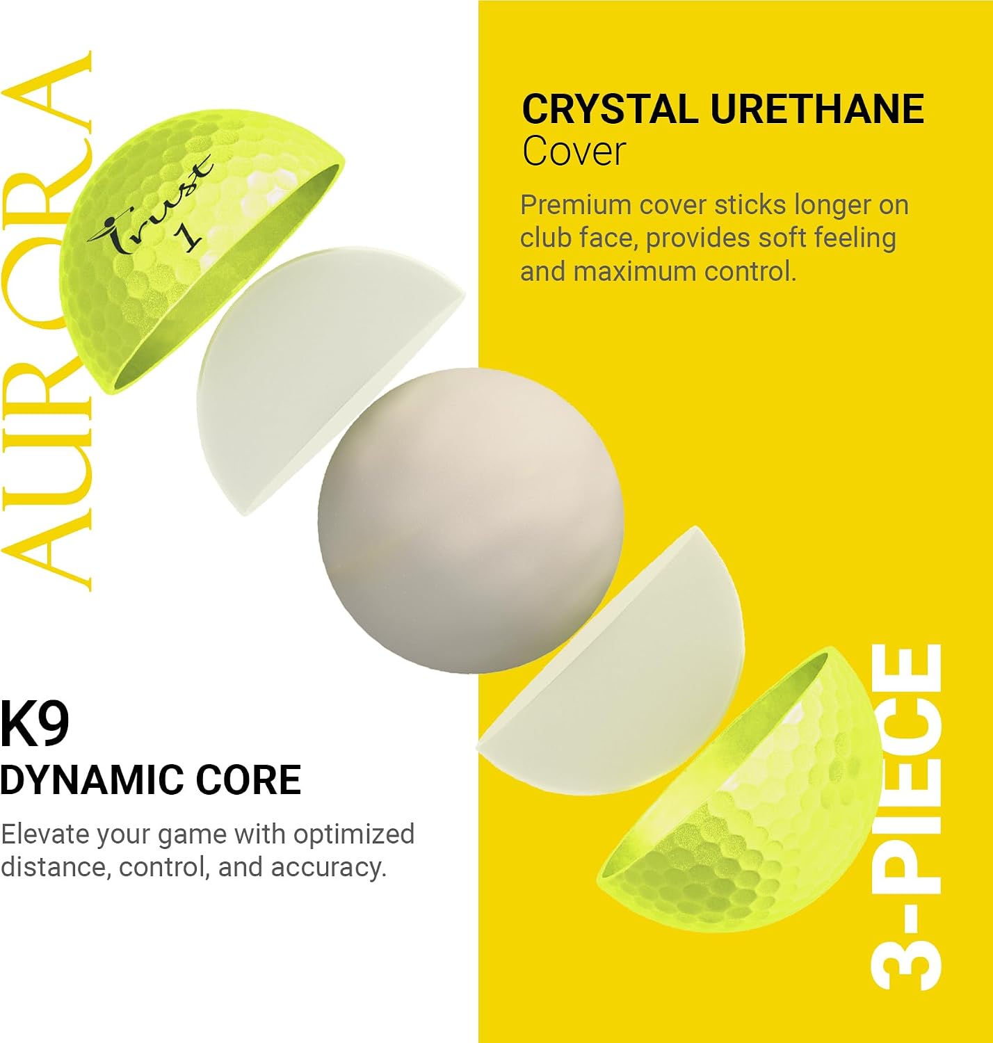 Trust Golf Balls - Aurora & Rosa Crystal Urethane Series | Eye-Catching & Easy to Spot | Maximum Distance, Soft Feel, Straight Flight