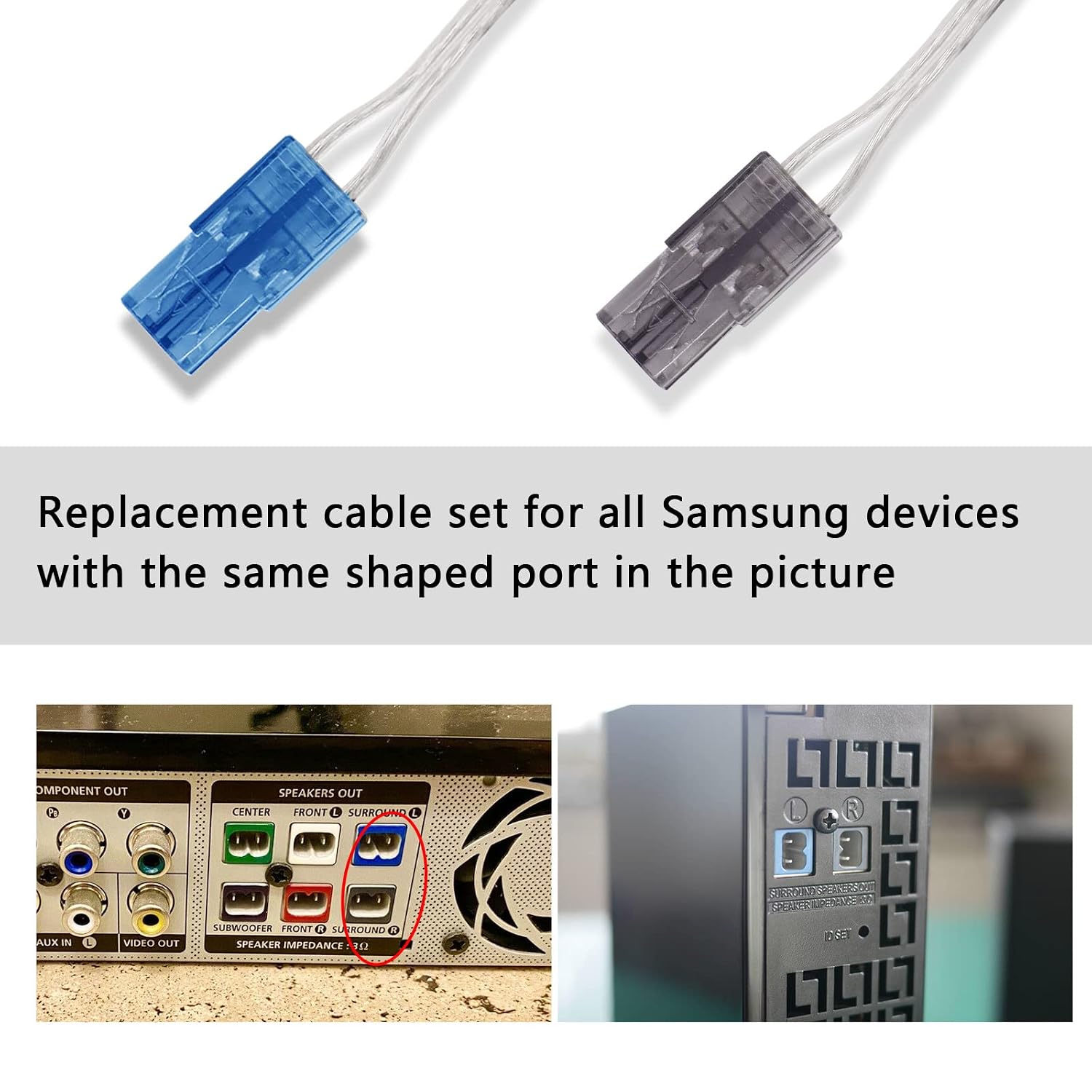 Speaker Cables/Wires AH81-02137A for Samsung HT-E3500 HT-H4500 HT-J450 HT-J5530K HT-J5500 HT-J5550K HT-J5500W HT-J5550W HT-E6500W HW-J355 SWA-8000S