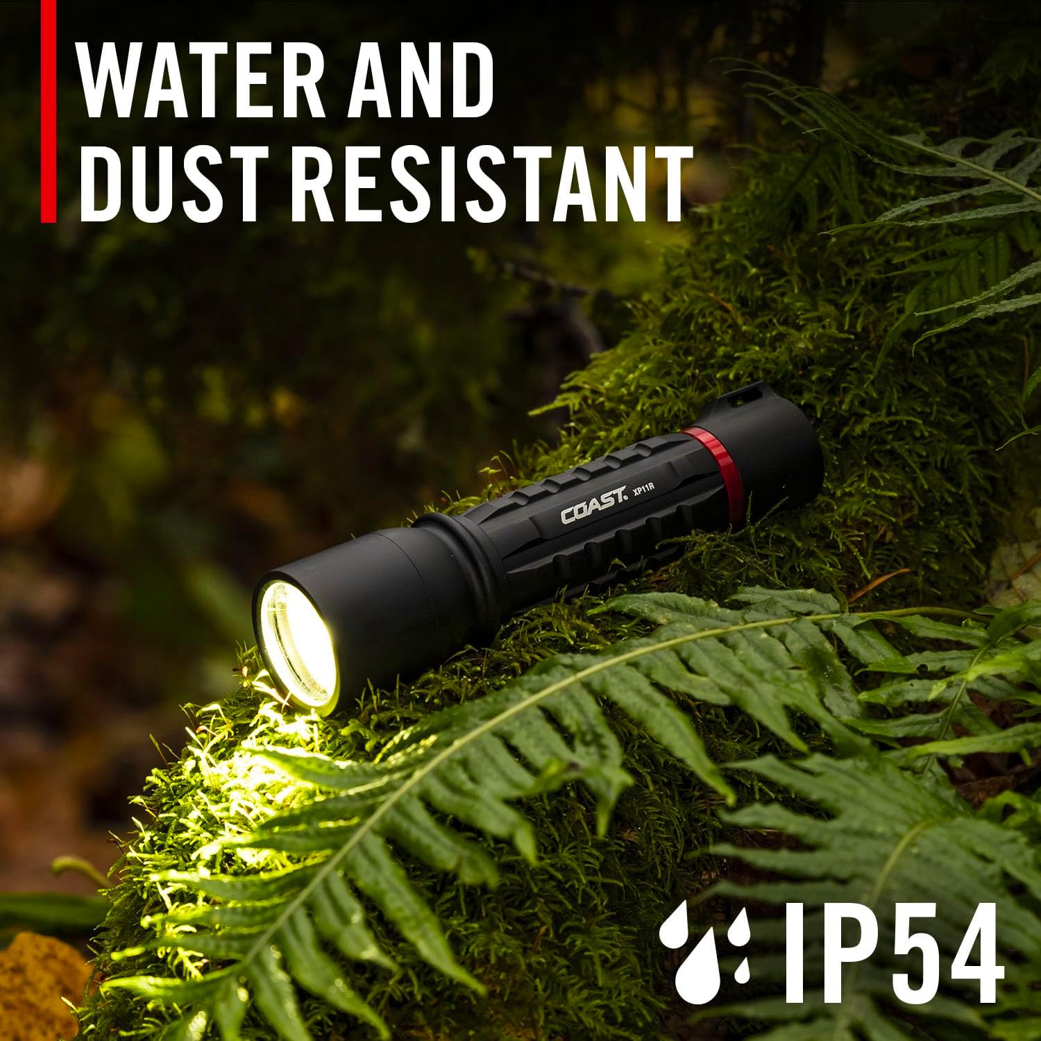 Coast XP11R 2600 Lumen USB-C Rechargeable LED Flashlight with Slide Focus and Pure Beam Focusing Optic, 4 Light Modes, Black