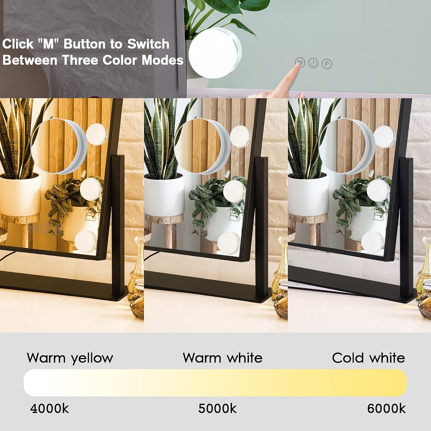 BWLLNI Lighted Makeup Mirror, White Vanity Mirror with Lights,9 LED Bulbs