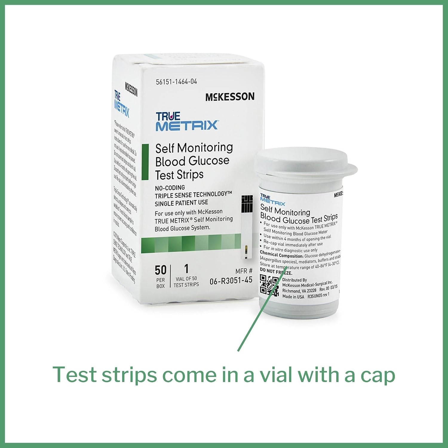 McKesson True METRIX Blood Glucose Test Strips for Diabetes, 50 Strips | Accurate Blood Sugar Monitor, Easy-to-Use with Glucose Meter, Portable, Reliable Diabetes Testing Kit