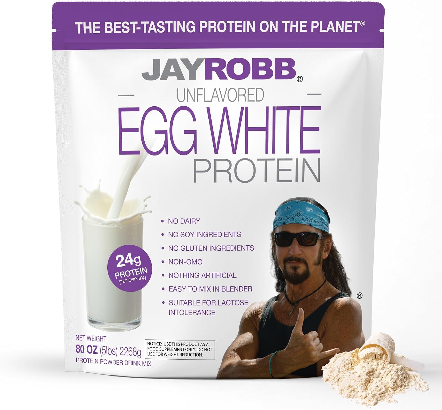 JAYROBB Vanilla Egg White Protein 24 oz, 1.5 Pound Bag