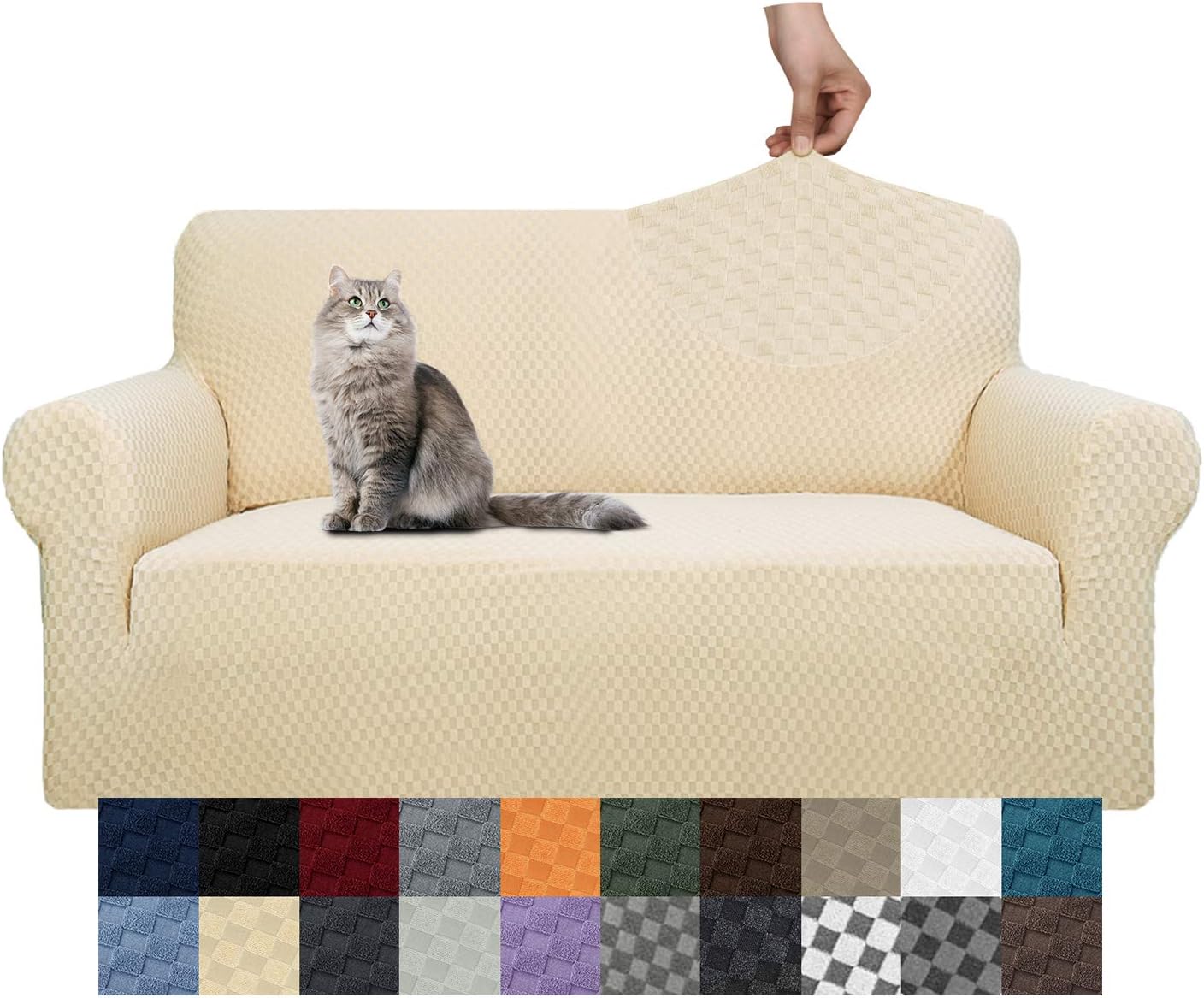 YEMYHOM Couch Cover Latest Jacquard Design High Stretch Sofa Covers for 2 Cushion Couch