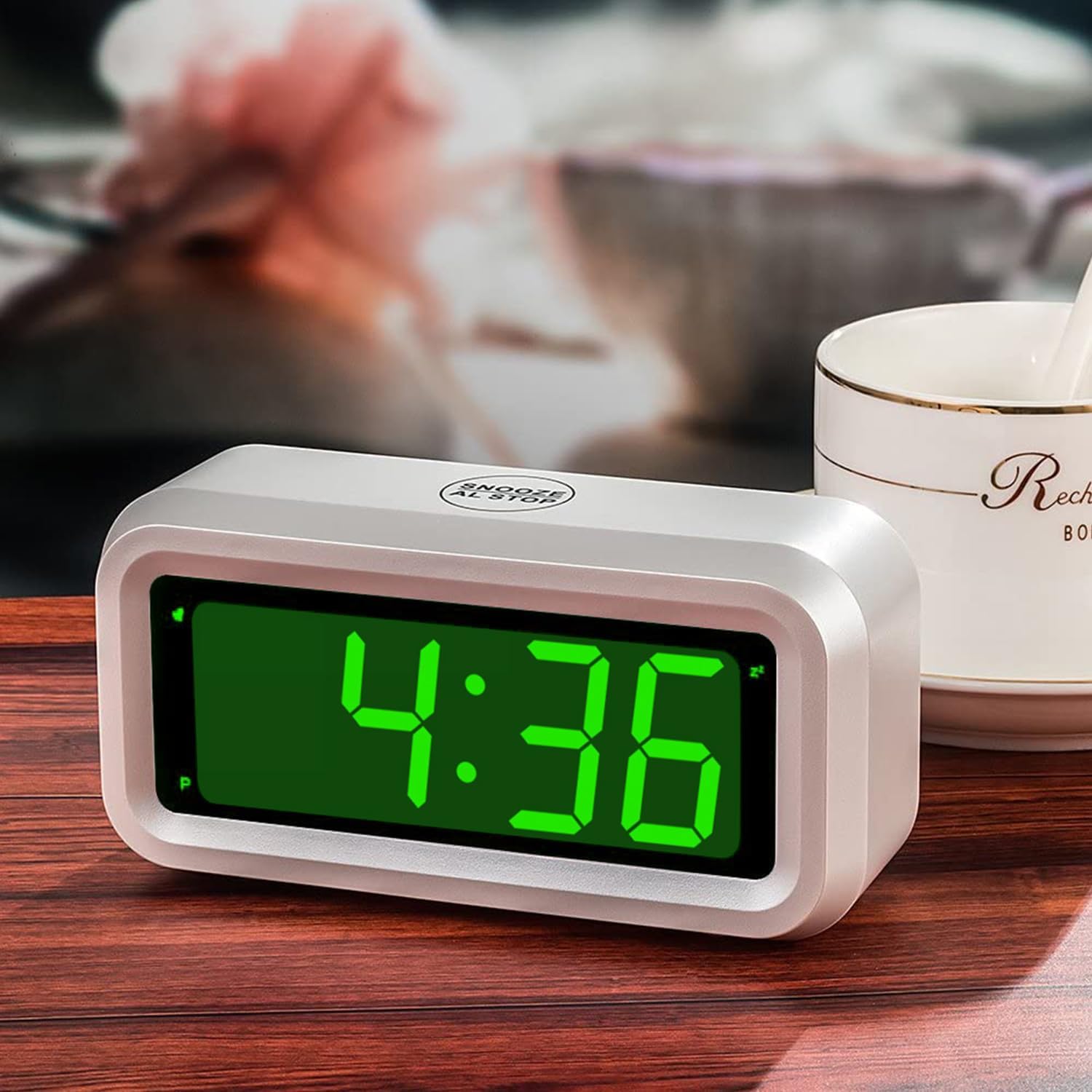 Digital Alarm Clock Battery Operated with LED Display for Bedrooms, Long Battery Life for 12 Months, 3 Brightness Adjustable, 12/24 Hour, Snooze, Black Case with Red Digits