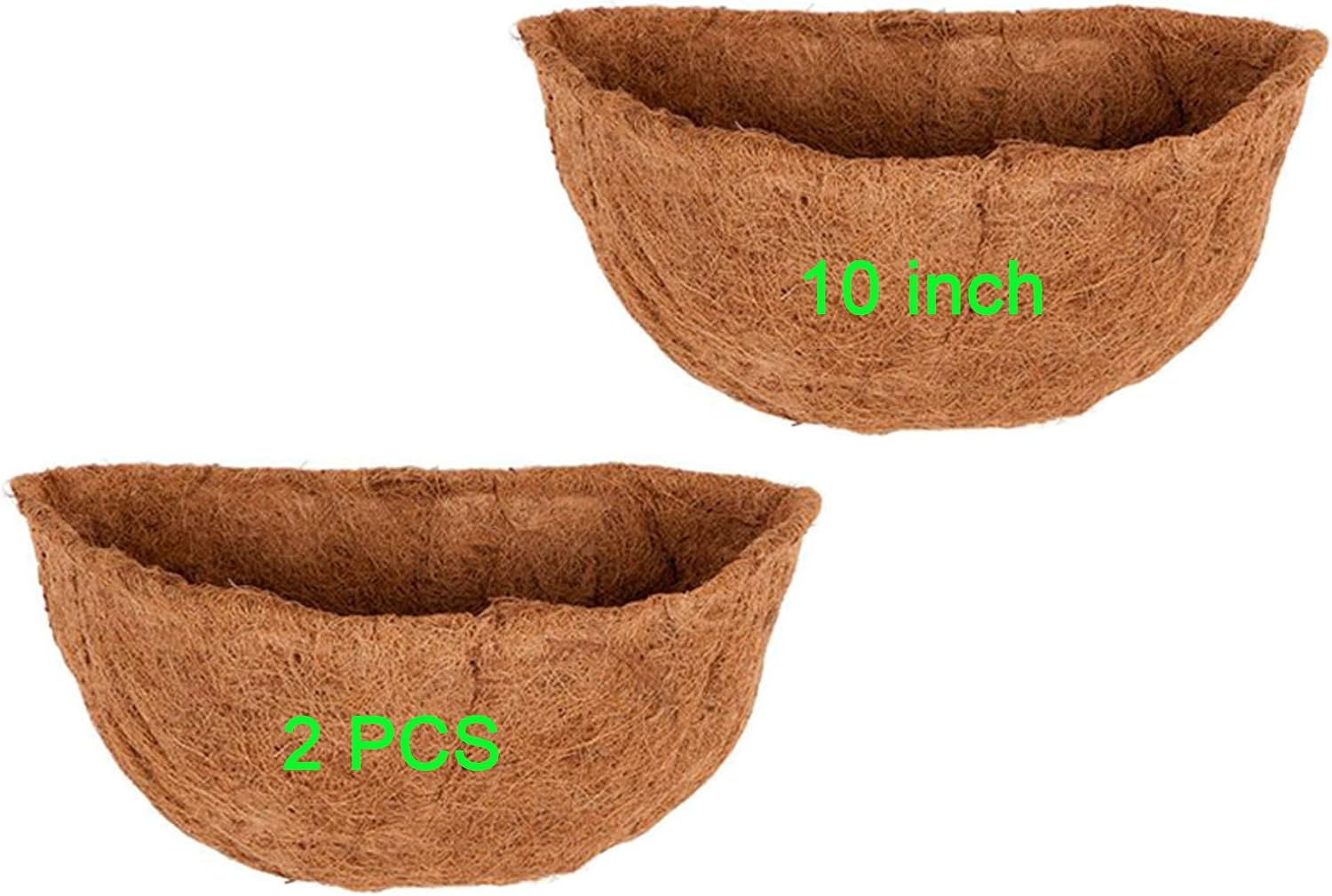 2 PCS Half Round Coco Liner 16" Nature Hanging Wall Basket Liners