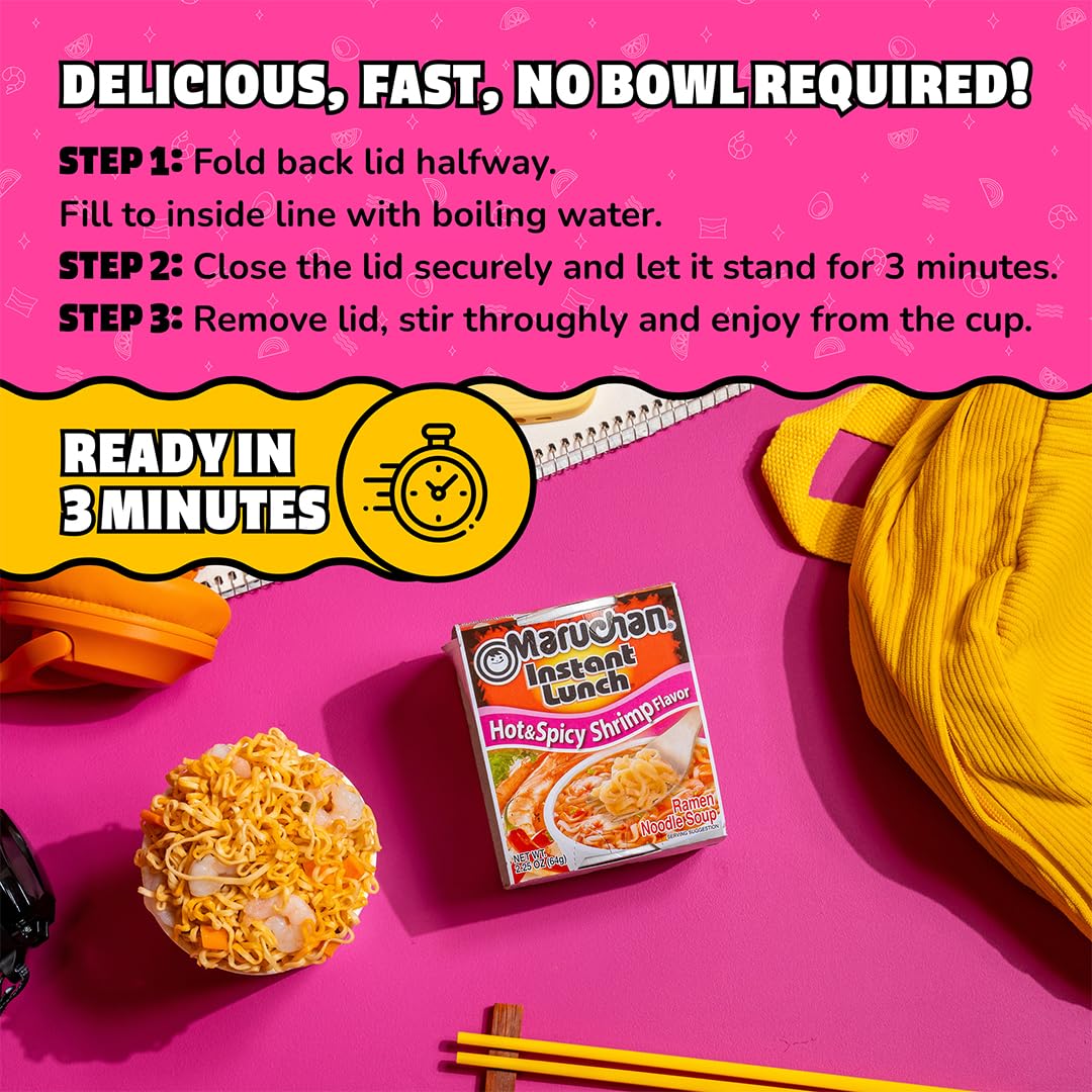 Maruchan Instant Lunch Ramen Noodles, Cheddar Cheese Flavor – Japanese-Style Instant Noodle Soup, Easy Meal Ready in 3 Minutes – 2.25 Oz. (12 Pack)
