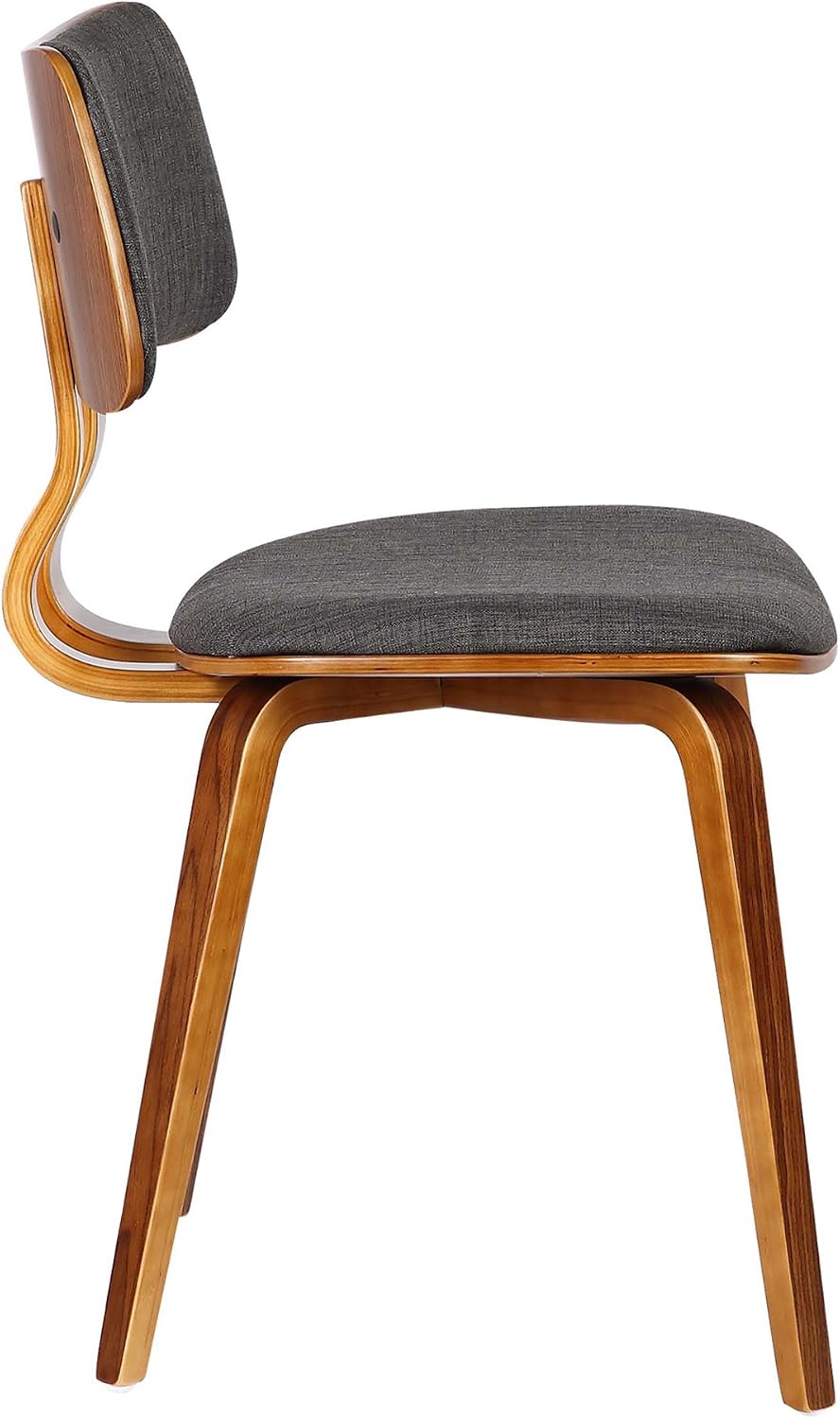 Armen Living Jaguar Dining Chair in Charcoal Fabric and Walnut Wood Finish,Charcoal/Walnut Finish 20D x 18W x 29H in