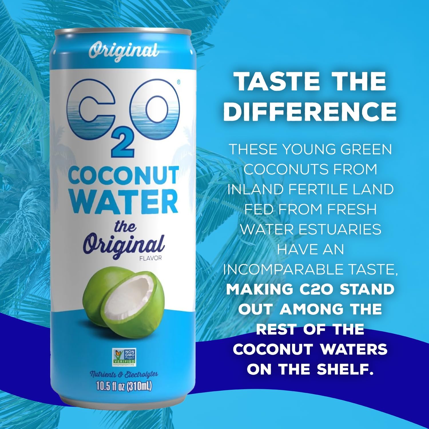 C2O - Coconut Water with Pineapple (12 Pack) - Made with Fresh Coconut Water - Plant Based - Non GMO - Canned Water - Natural Hydration, Essential Electrolytes, & Potassium - 12 Cans, 17.5 FL OZ