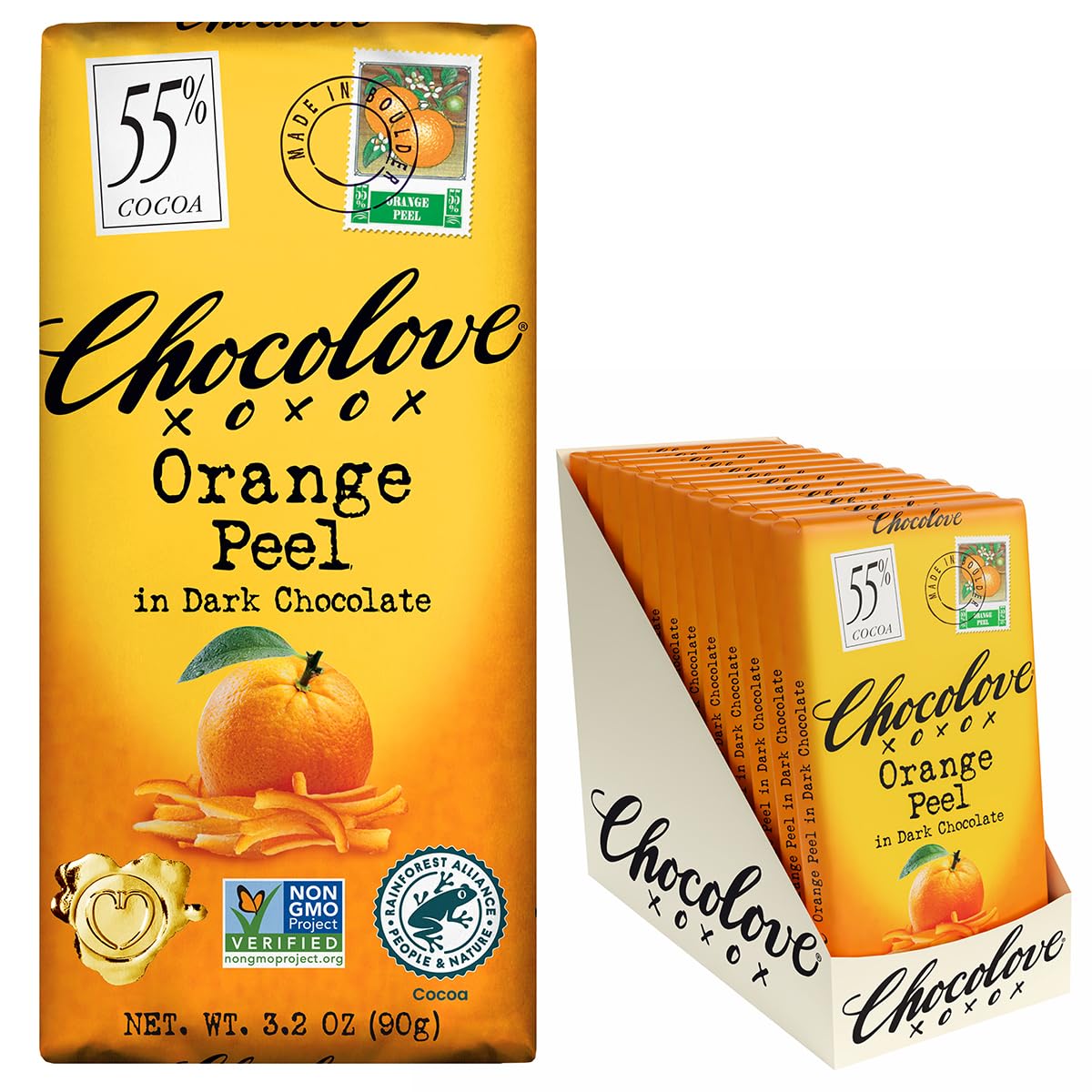Chocolove Cherry & Almonds Dark Chocolate Bars | 55% Cocoa | Infused with Real Cherries & Crunchy Almonds | Crafted with Premium Chocolate | 3.2 oz Bar (12 Pack)