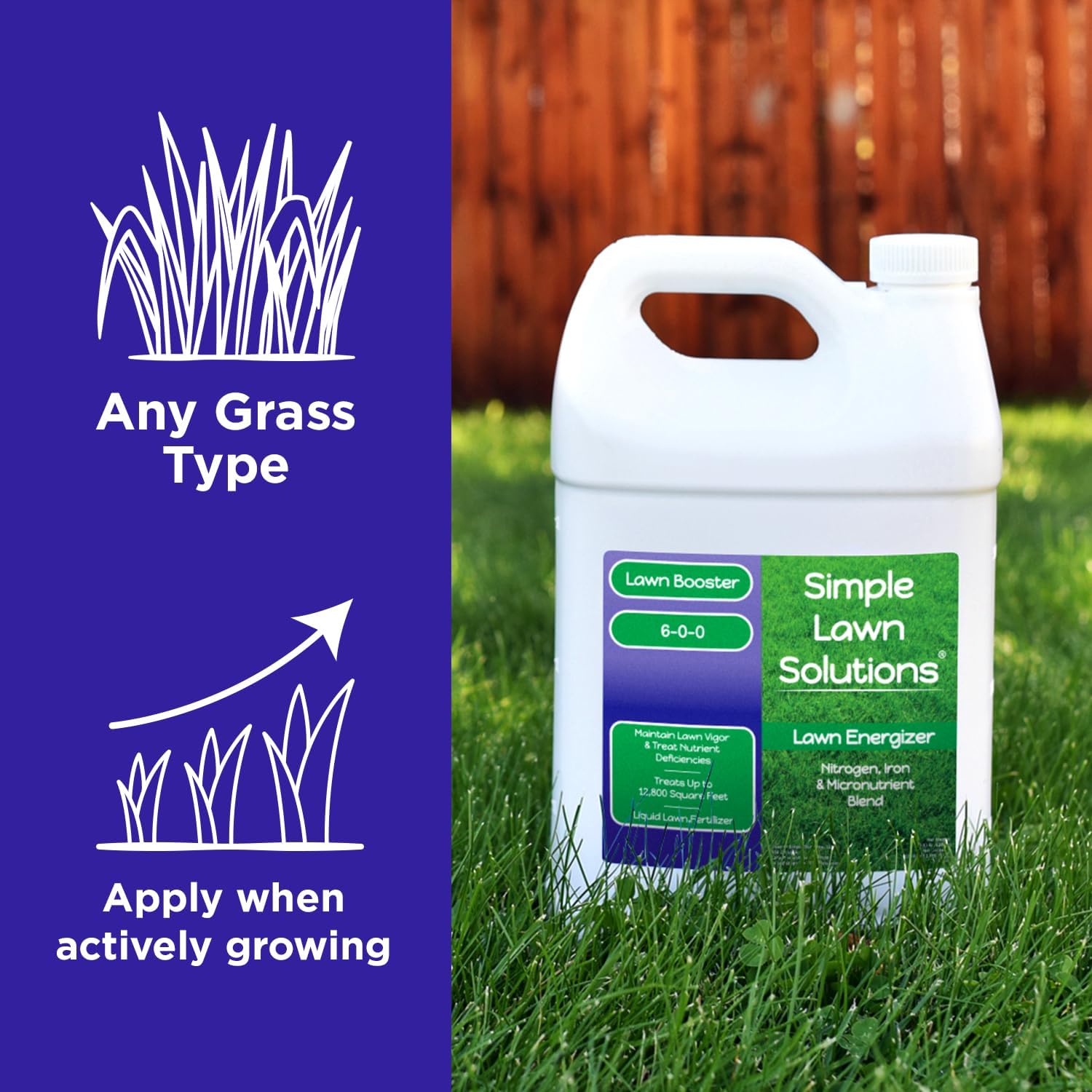Commercial Grade Lawn Fertilizer with Iron- Liquid Fertilizer Spray- Nitrogen and Iron for Deeper Green Turf- Any Grass Type - Simple Lawn Solutions - Lawn Energizer - 32 Ounce