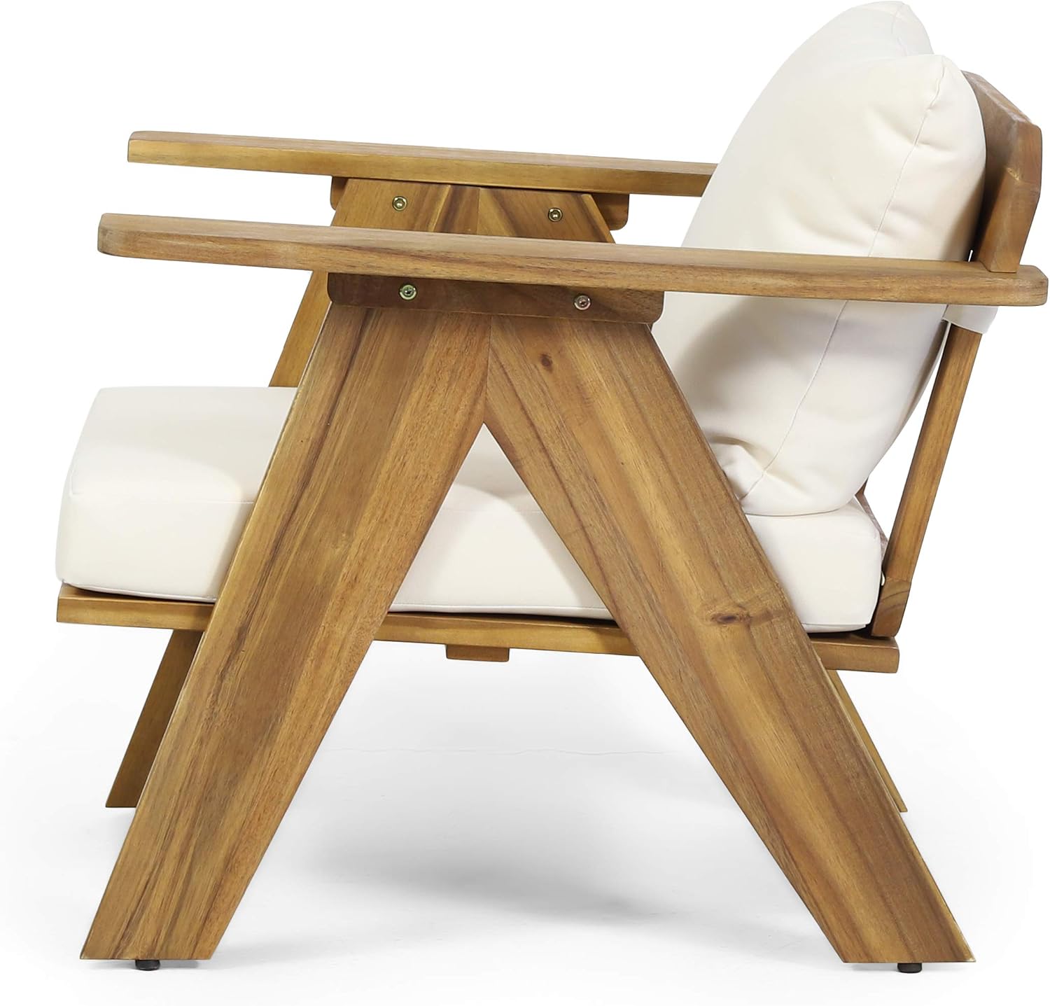 Christopher Knight Home Arcola Outdoor Club Chair with Cushion - Acacia Wood - Teak/Beige (Set of 2)
