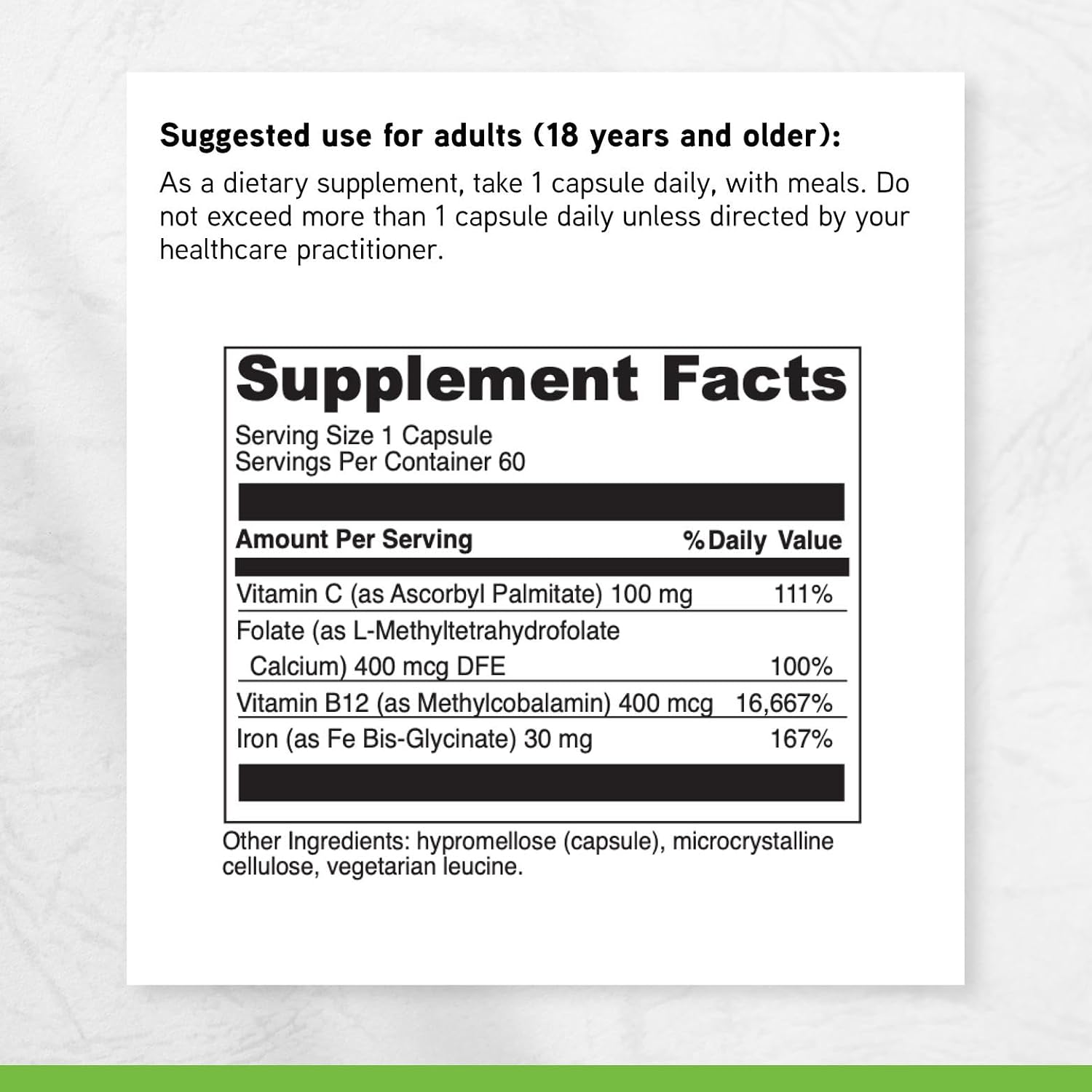 DAVINCI Labs Iron Bis-Glycinate - Gentle Iron Supplement for Women & Men - Help Support Hemoglobin Production & Normal Energy Levels with Vitamin C