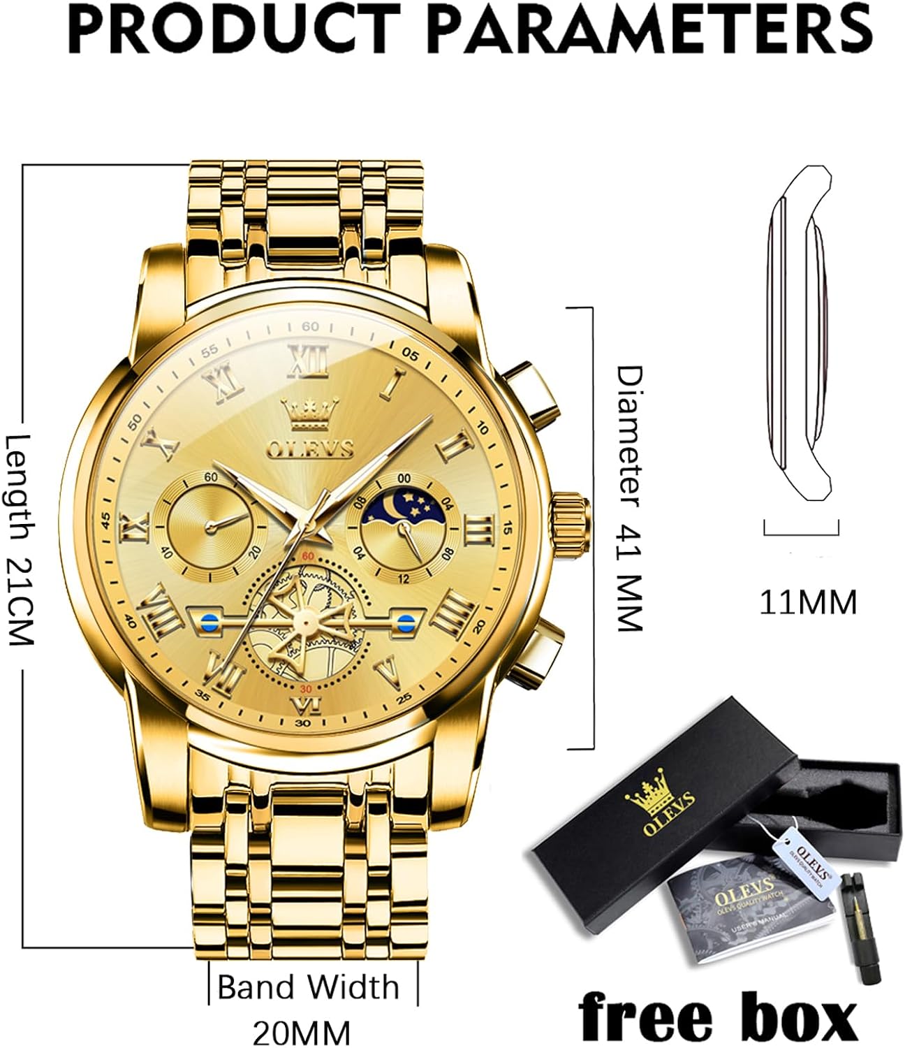 OLEVS Watch Men Luxury Dress Stainless Steel Date Analog Watch Waterproof