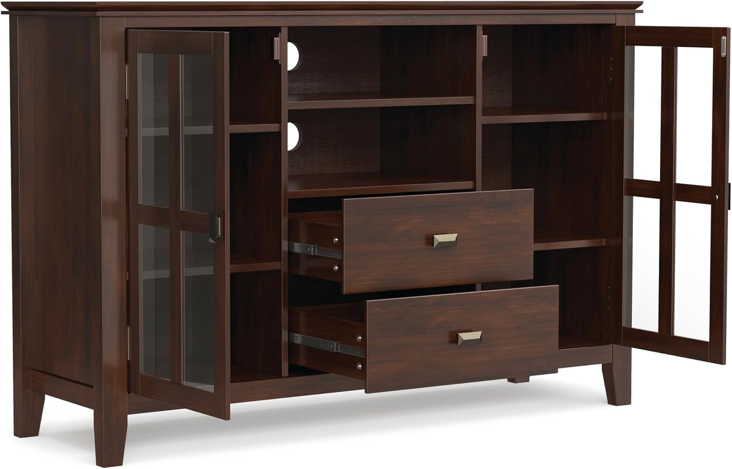 SIMPLIHOME Artisan 53" Wide Solid Wood TV Stand in Russet Brown