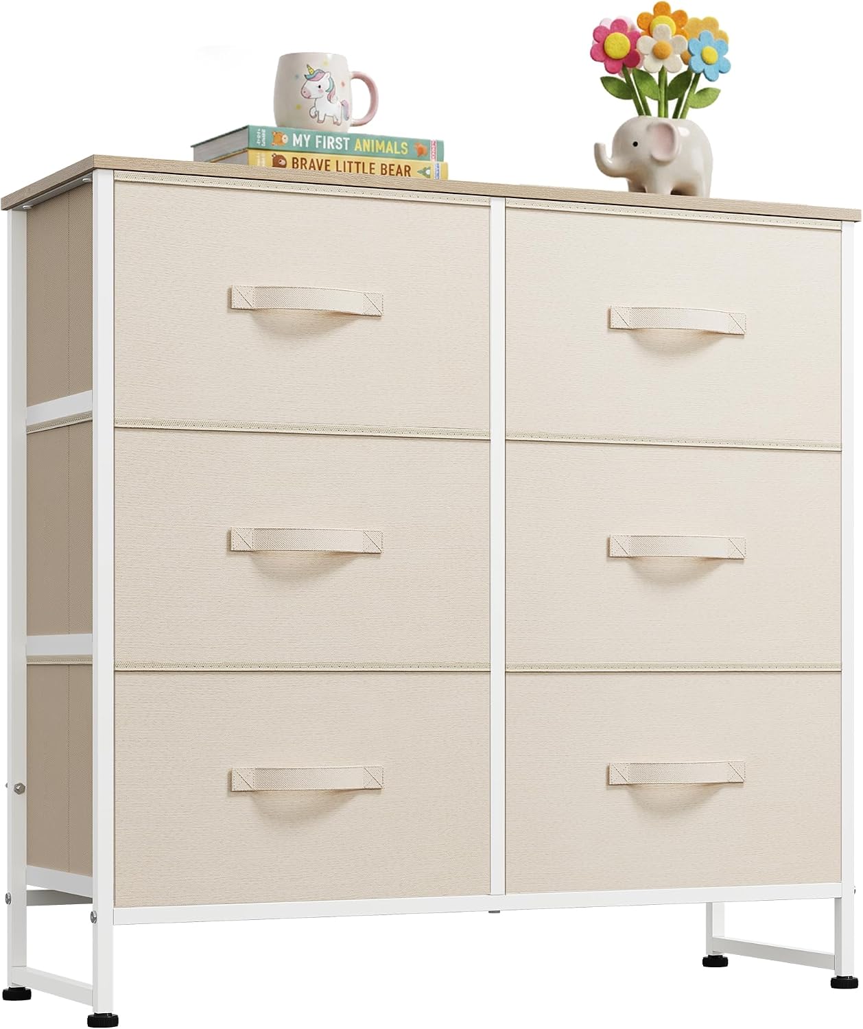 WLIVE Dresser for Bedroom with 6 Drawers, Light Grey