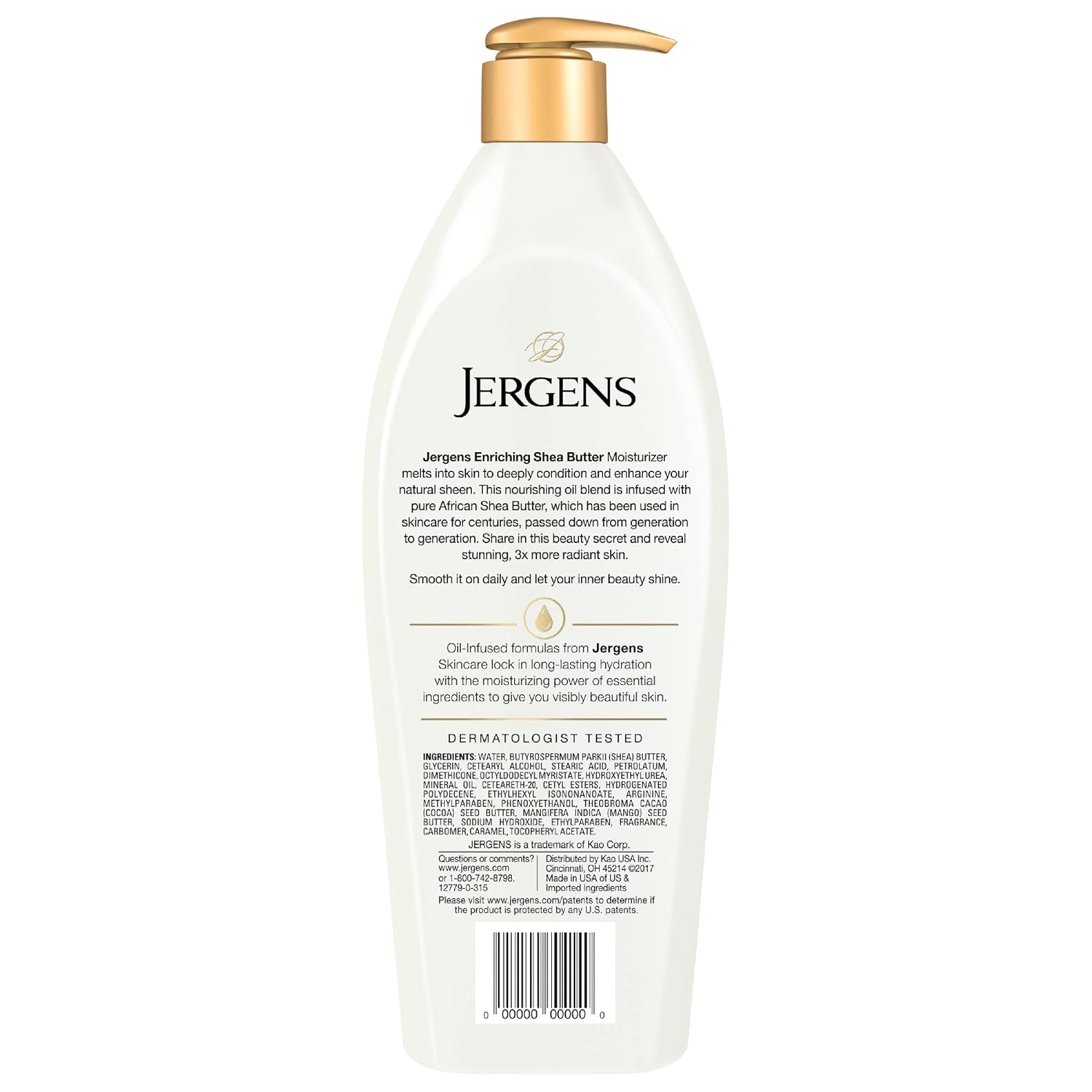 Jergens Shea Butter Body Lotion, Deep Moisturizer for Dry Skin, 26.5 fl oz | Enriching Hand and Body Lotion, Vitamin E, Extremely Dry Skin Relief, 2.5X More Radiant Skin, Deep Conditioning
