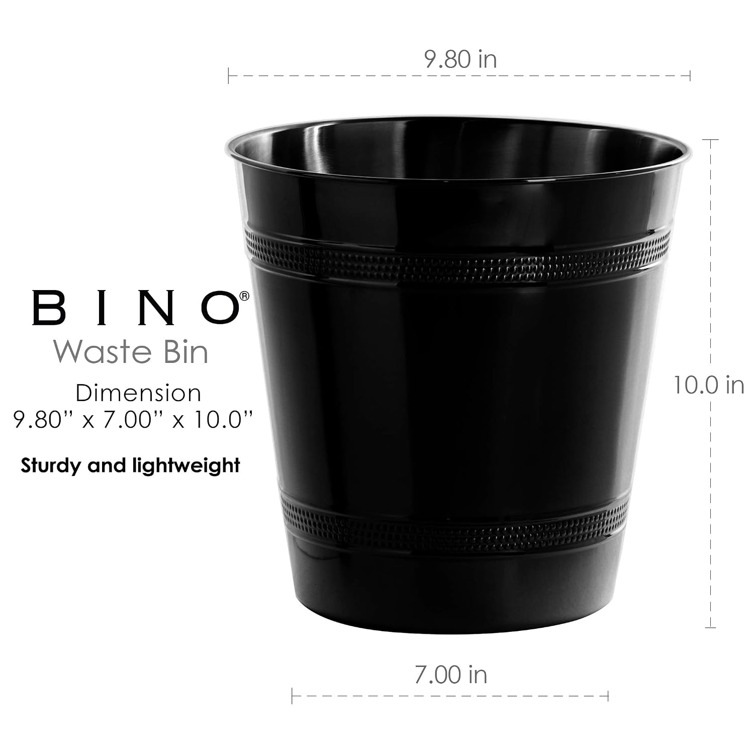 BINO Metal Waste Basket for Home, Office, Bathroom, Dorm, Kitchen and More | Trash Can Bin for Bedroom | Desk Trash Can | Home Essentials