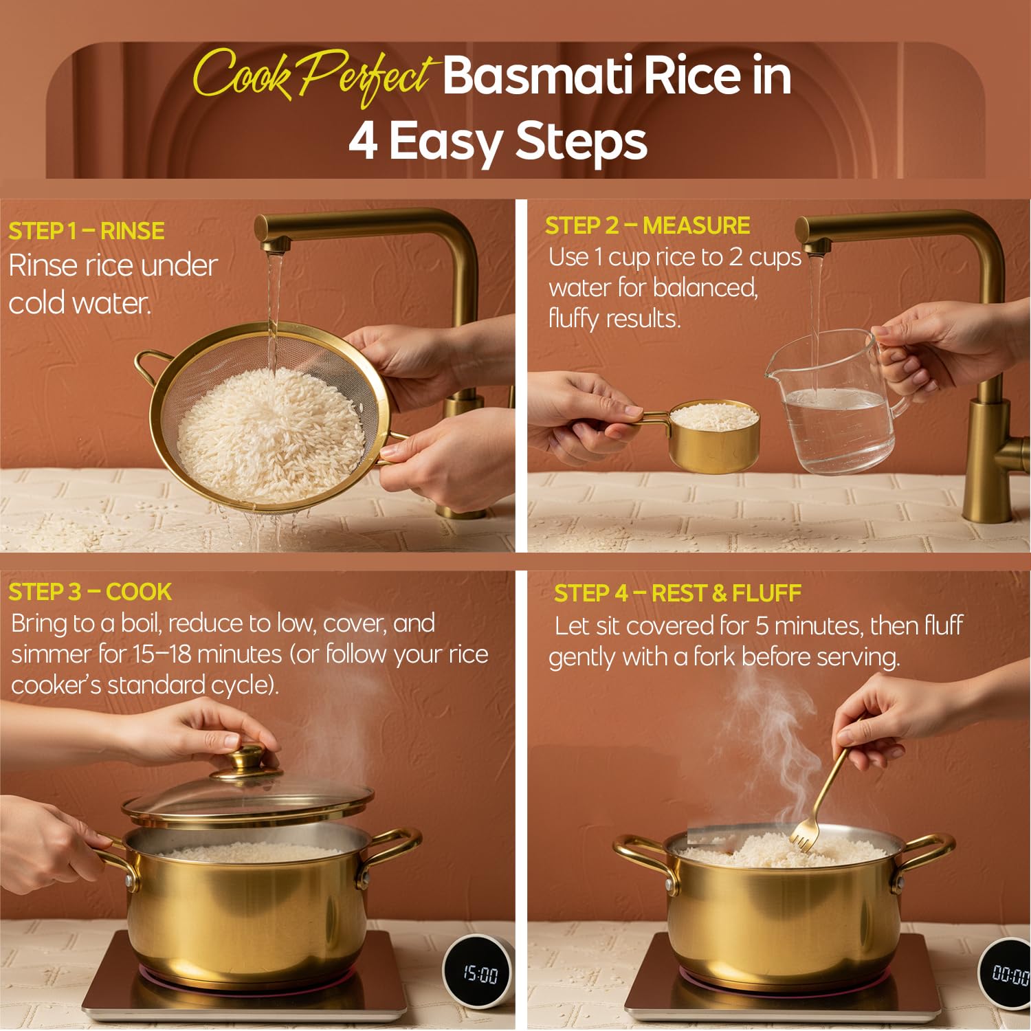 Golden Basmati Rice, 10LB, Gluten Free, Non GMO, Extra Long Grain Rice
