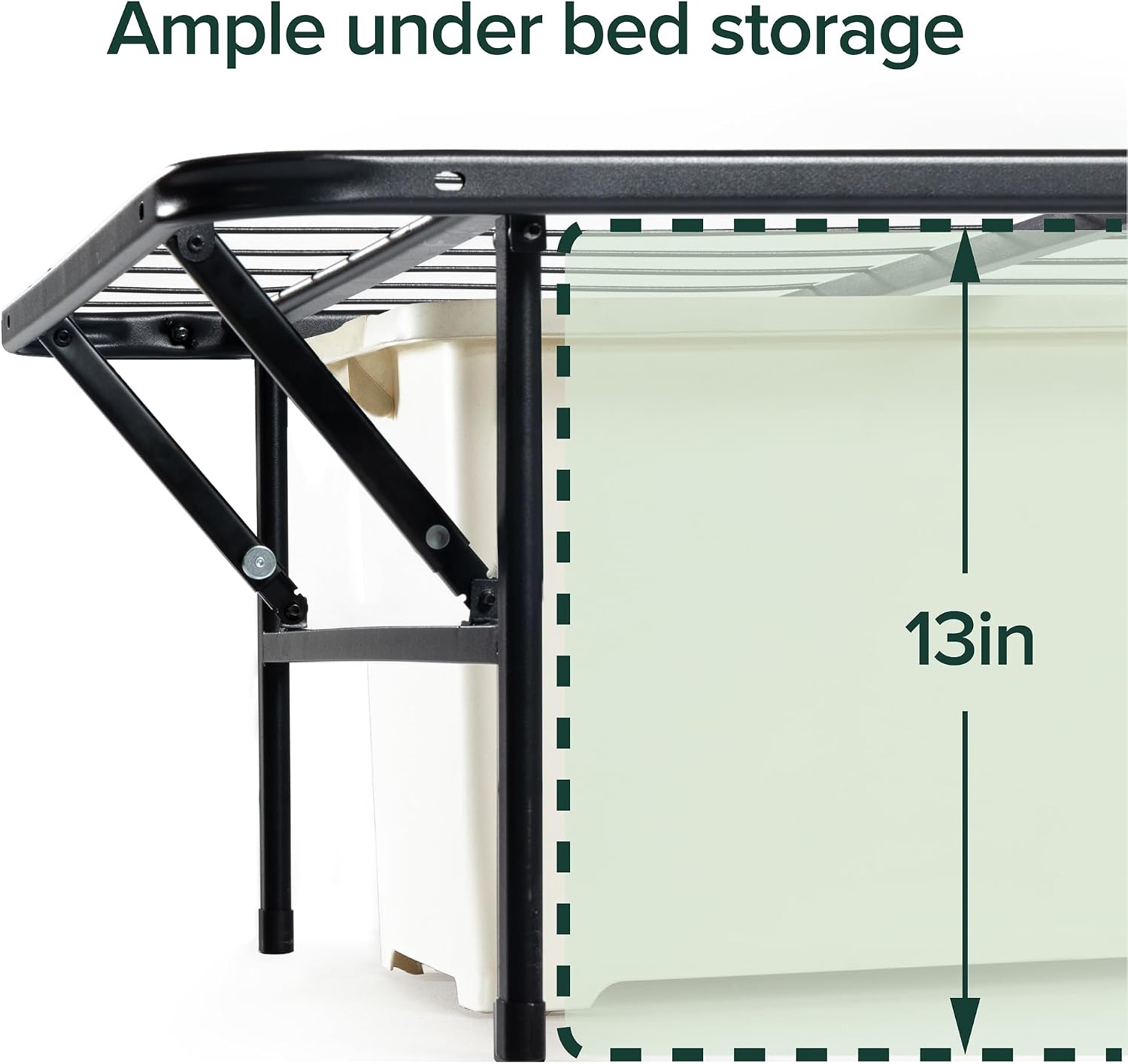Zinus SmartBase Tool-Free Assembly Mattress Foundation, 14 Inch Metal Platform Bed Frame, No Box Spring Needed, Sturdy Steel Frame, Underbed Storage, Black, Queen