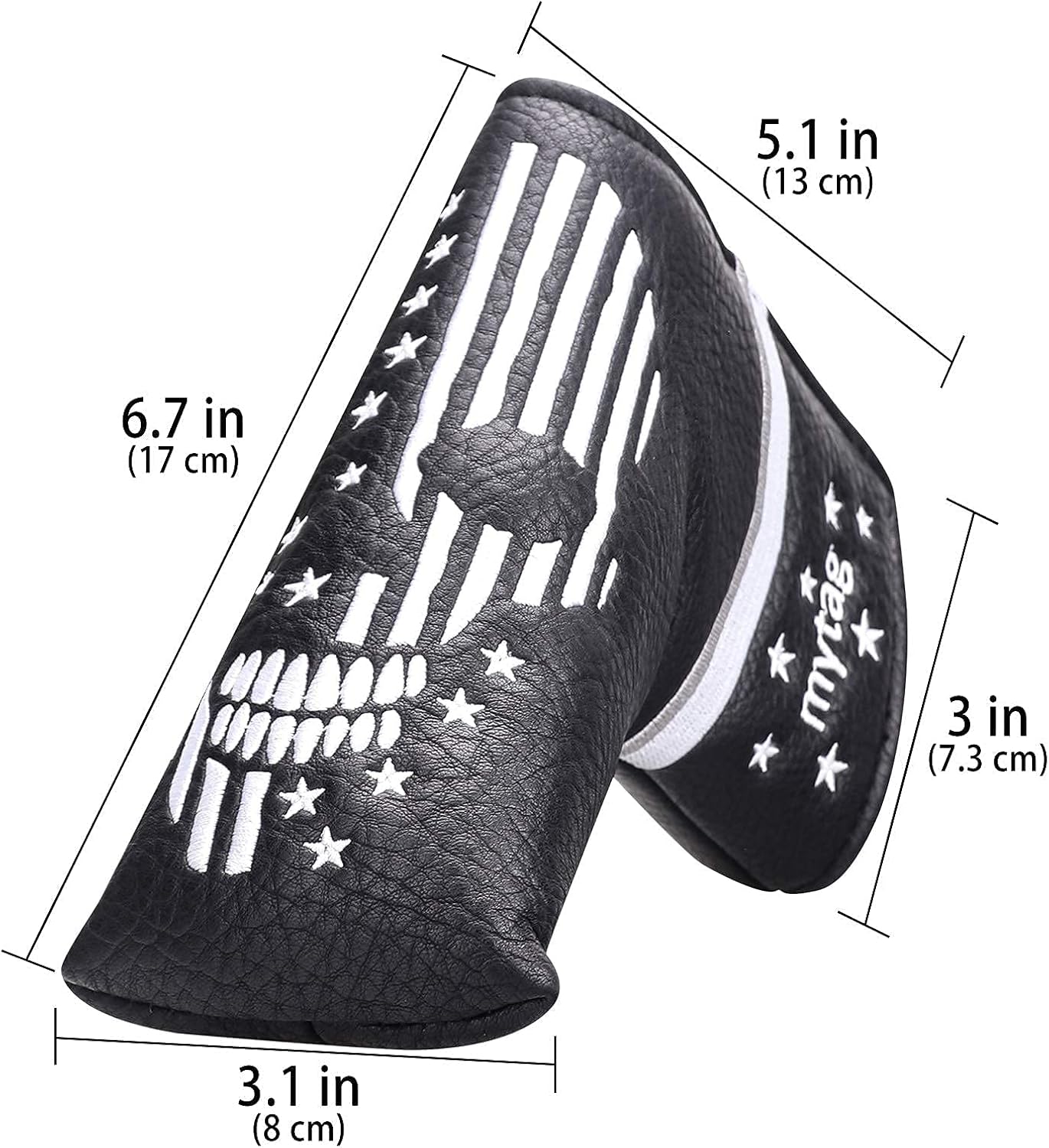 Skull Golf Head Covers Black Synthetic Leather Skeleton Golf Headcovers Set