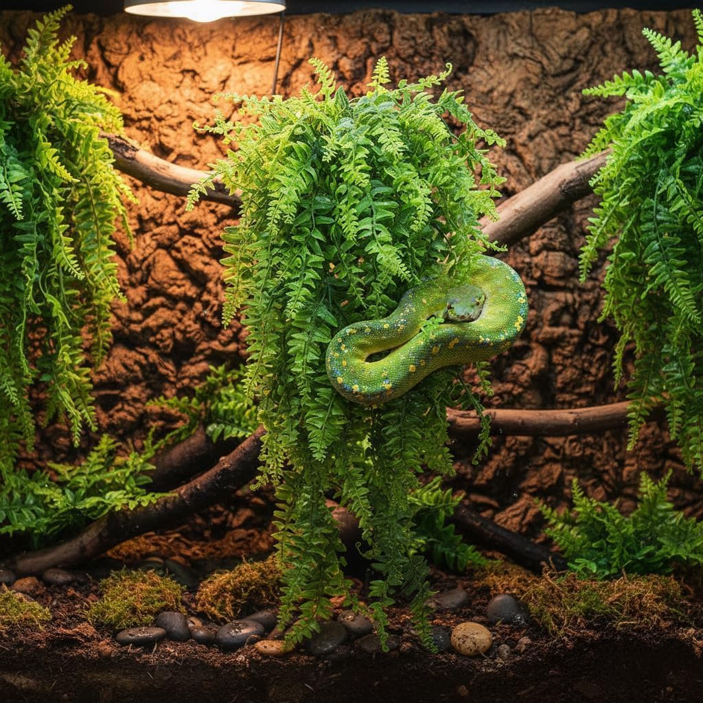 PINVNBY Reptile Plants Hanging Fake Vines Boston Climbing Terrarium Plant with Suction Cup for Bearded Dragons Lizards Crested Gecko Snake Hermit