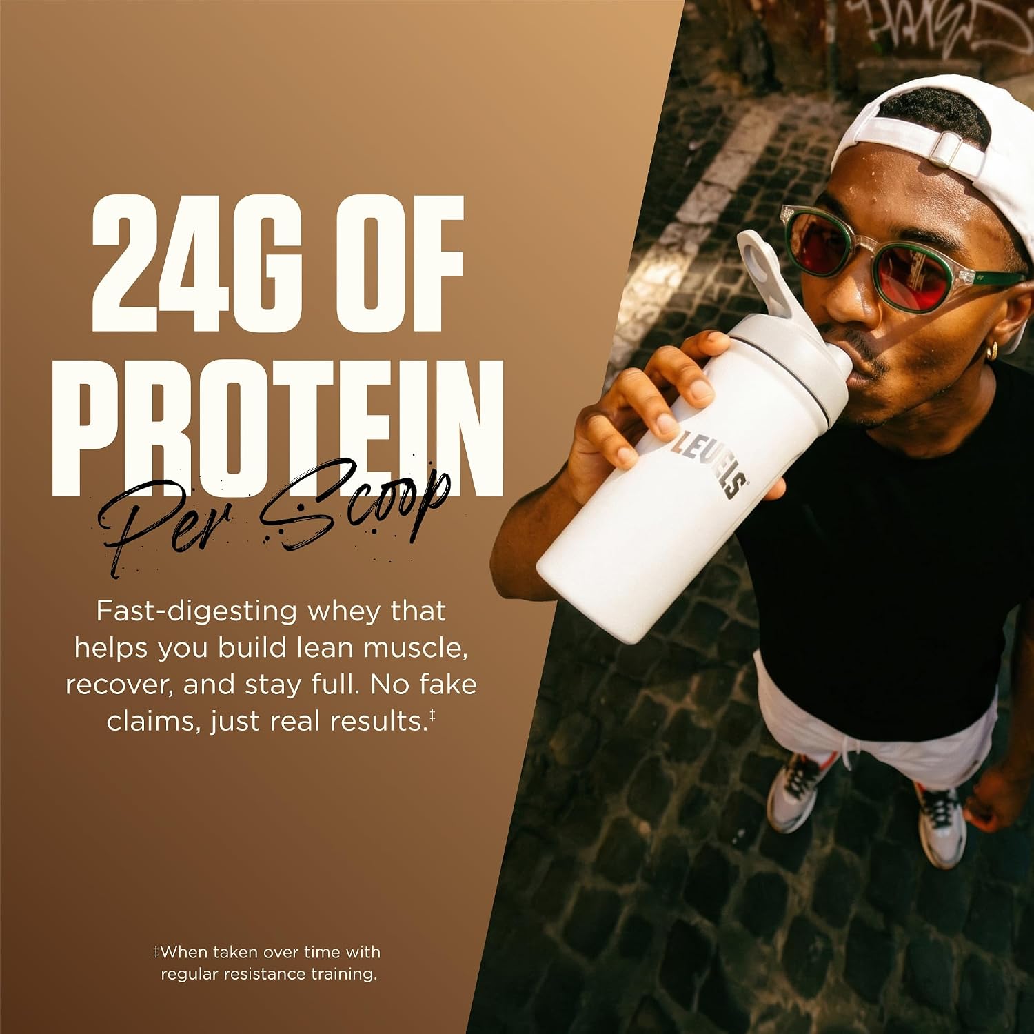 Levels Whey Protein Powder, No Artificial Ingredients, Pure Chocolate, 5LB | 24G of Protein, 5.4G BCAAs, Clean Ingredients, Hormone Free Dairy, No Fillers, No Added Sugar, No Junk