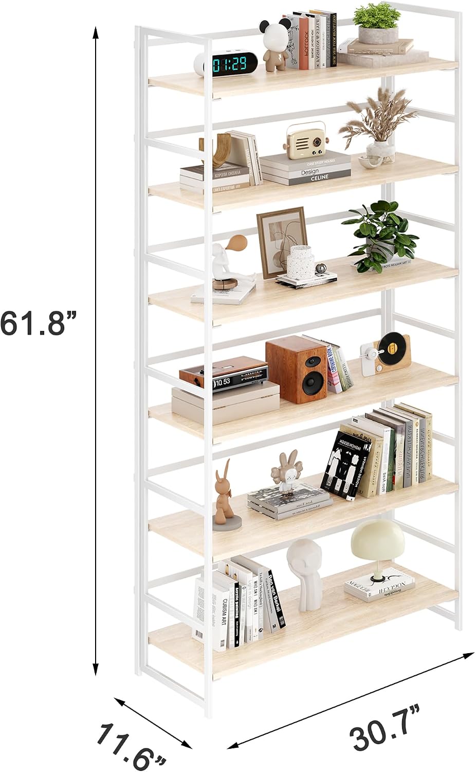 Vintage Multifunctional Folding Bookshelf, No-Assembly Plant Stand Storage Rack Shelves for Home Office (Fire, 5-Tier)